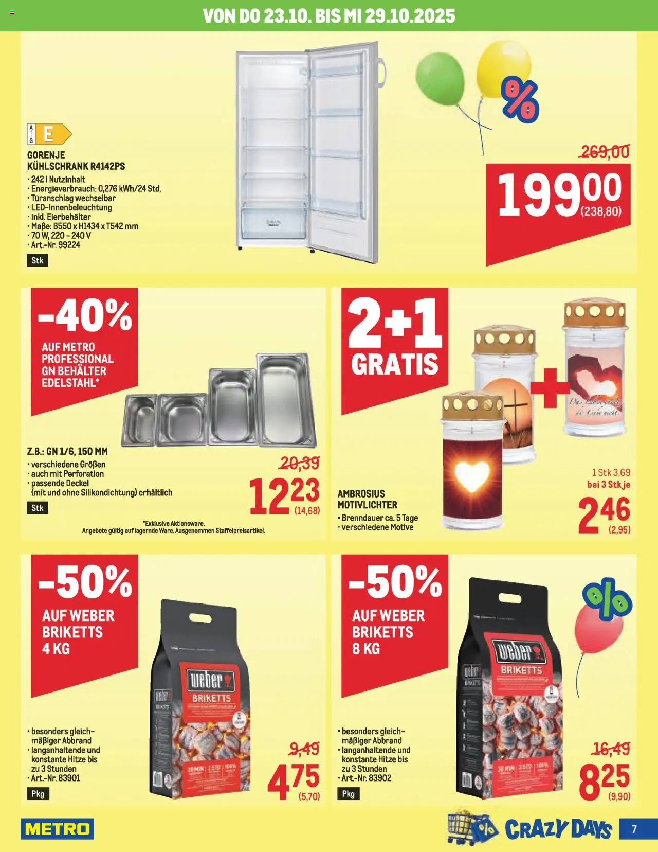 Metro Crazy Days gültig ab 16.10.2025 | Seite: 7 | Produkte: Kühlschrank