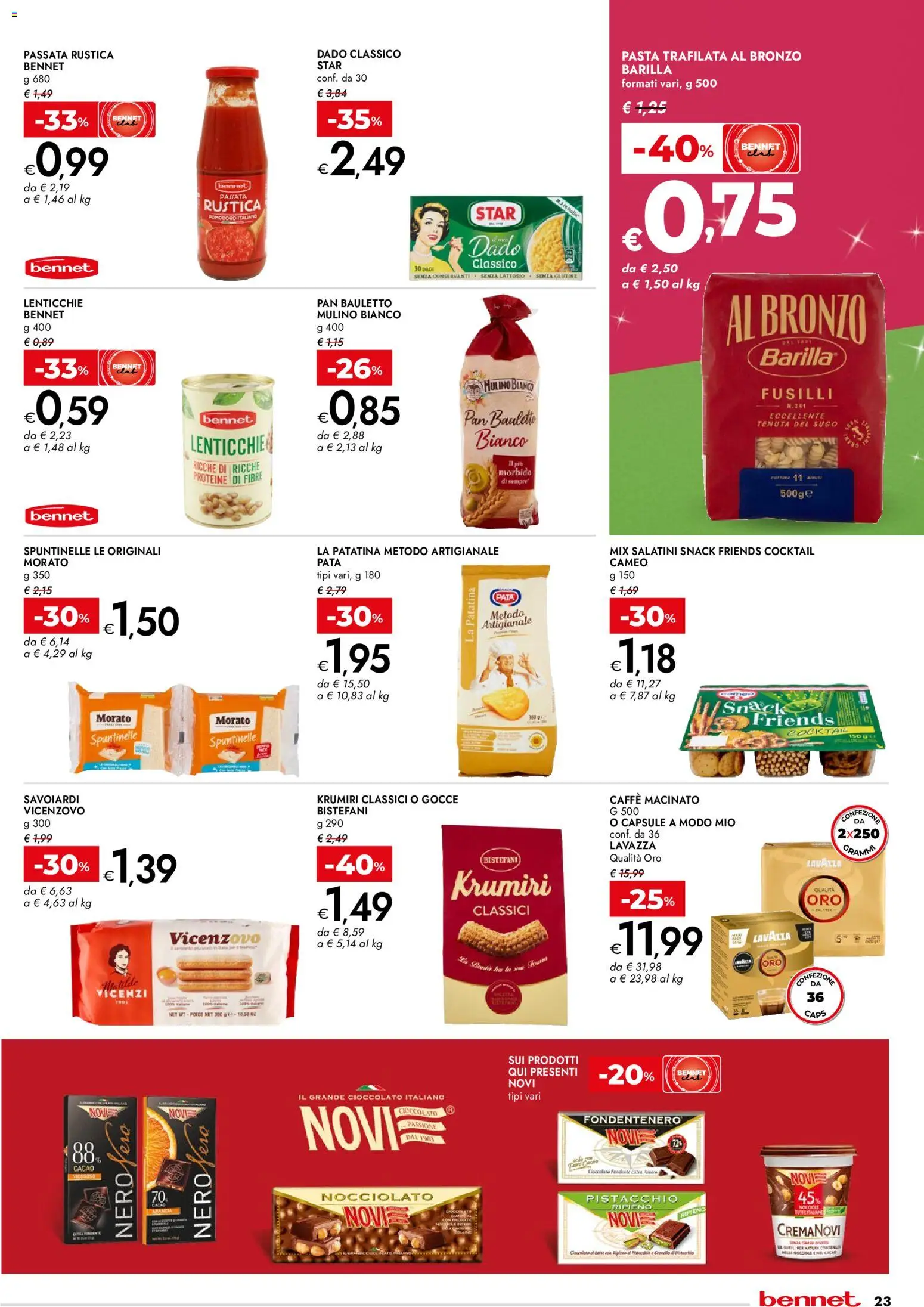 Volantino bennet del 18.12.2025 | Pagina: 23 | Prodotti: Salatini, Pomodoro, Savoiardi, Sugo