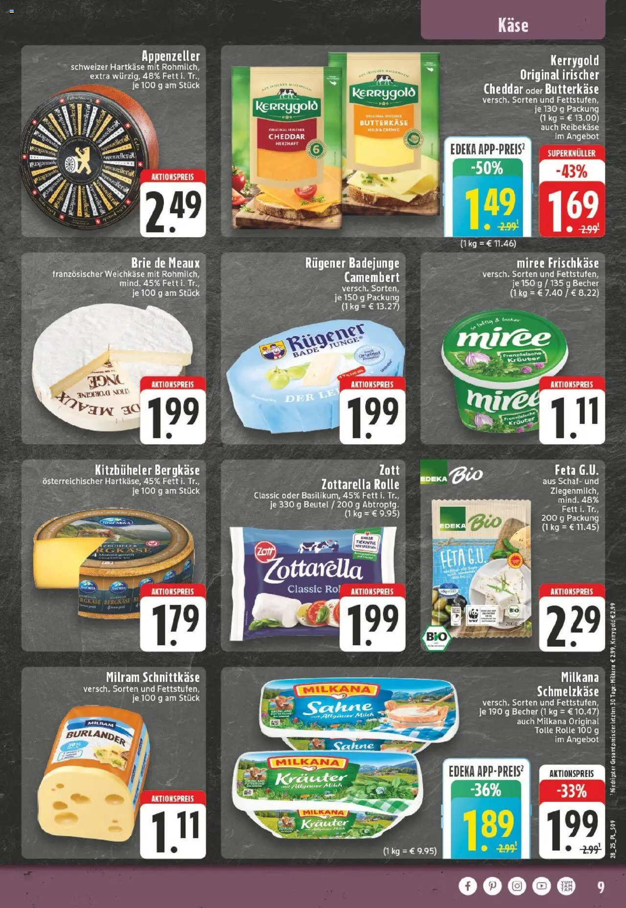Edeka prospekt Goch	 - gültig ab dem 06.07.2025 | Seite: 9 | Produkte: Feta, Milch, Reibekase, Frischkase