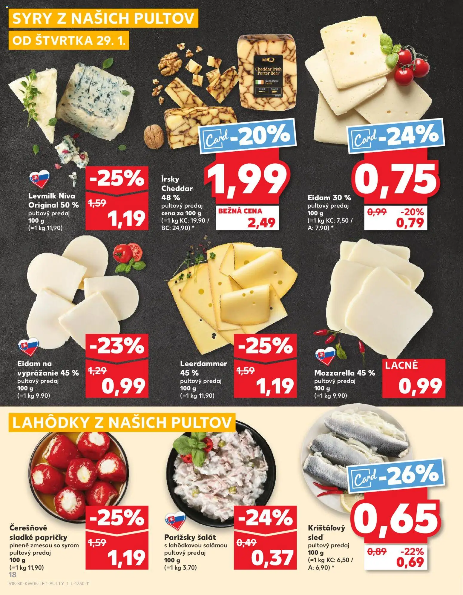 Nové Kaufland akcie – leták je platný od 29.01.2026 | Strana: 18 | Produkty: Eidam, Mozzarella, Šalát