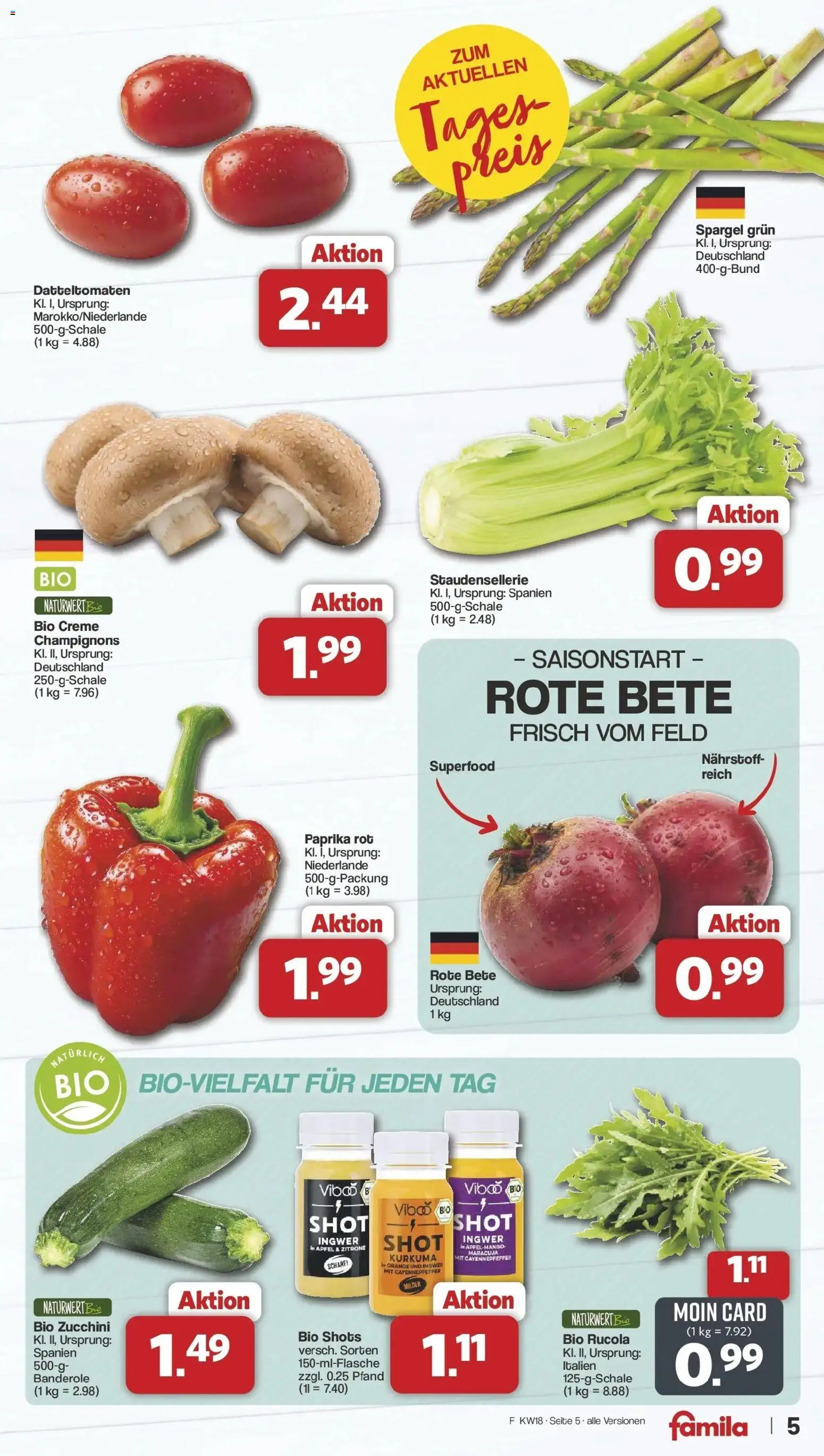 Famila Nordwest Wochenangebote – gültig ab 27.04.2026 | Seite: 5 | Produkte: Paprika rot, Rucola, Äpfel, Zucchini