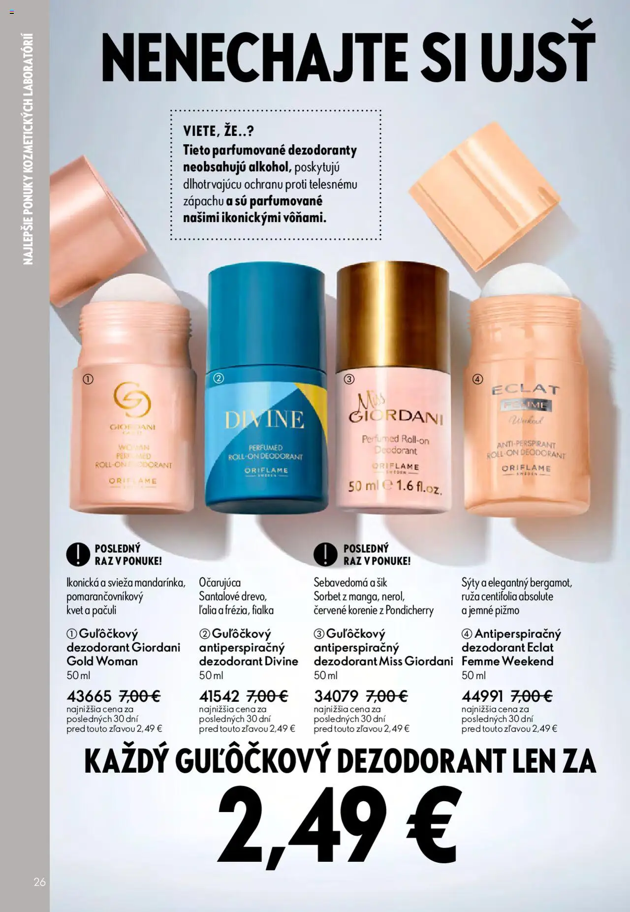 Katalóg Oriflame 13 2025 │ platný od 07.09.2025 | Strana: 26 | Produkty: Sorbet, Dezodorant, Antiperspirant, Korenie