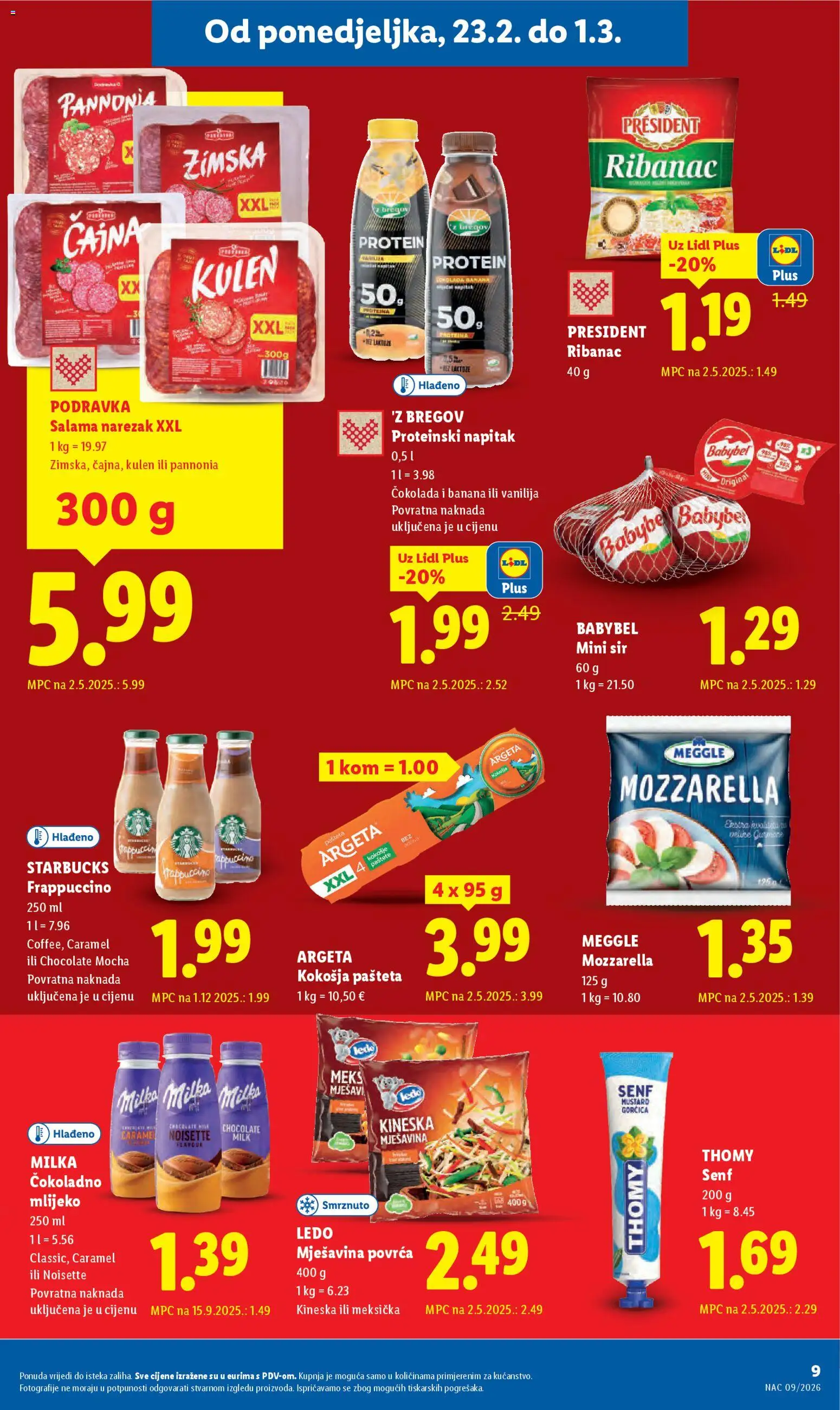 Lidl katalog | vrijedi od 23.02.2026 | Stranica: 9 | Proizvodi: Mozzarella, Mlijeko, Sir, Čokolada