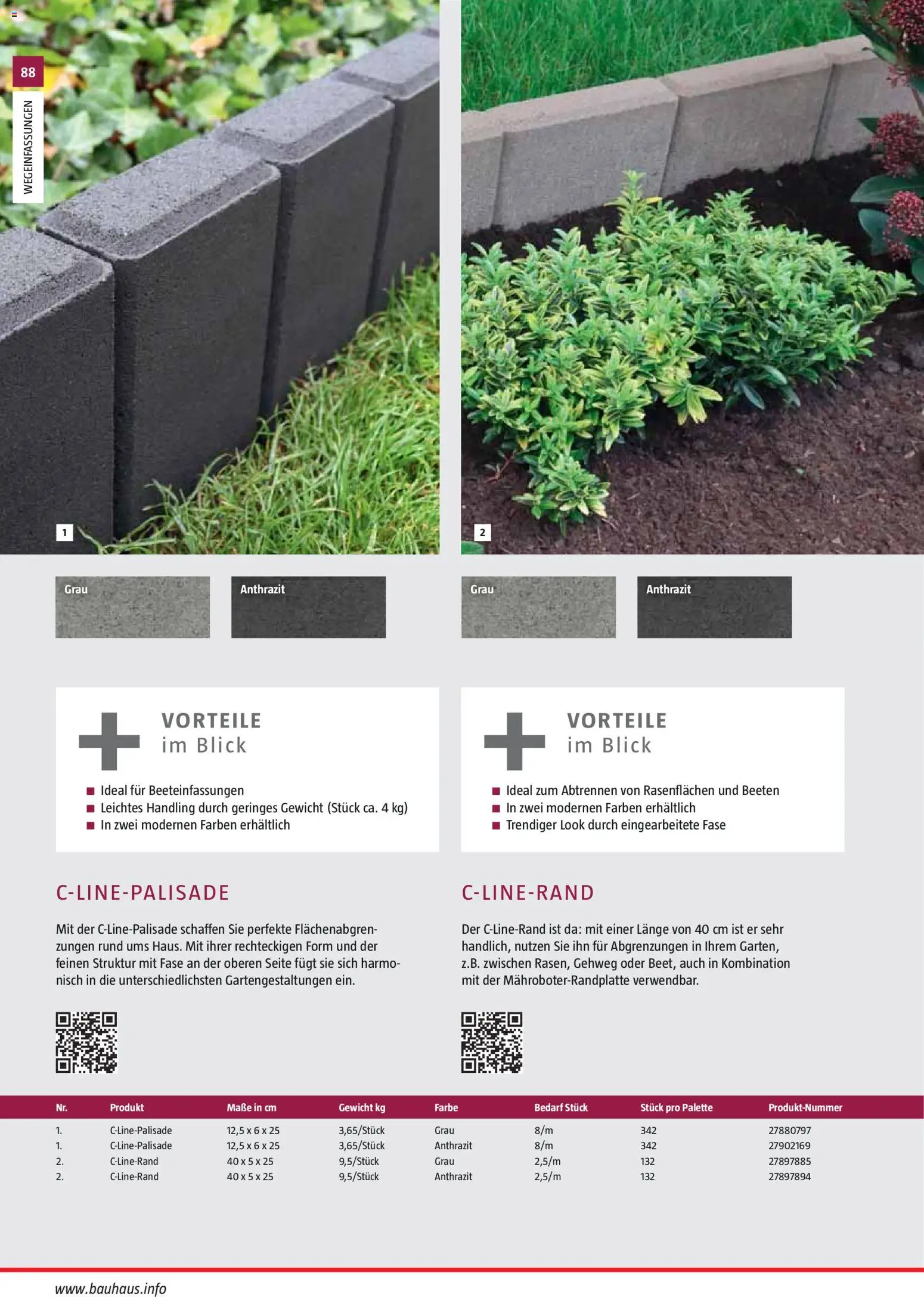 Bauhaus Gartenbaumaterialien 2026 – gültig ab 02.03.2026 | Seite: 88 | Produkte: Gewicht