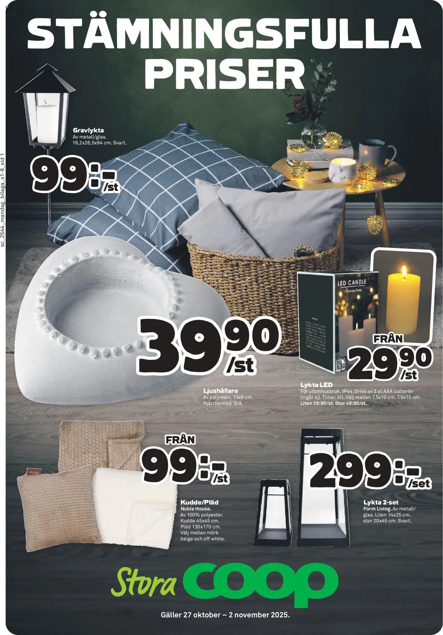 Coop Forum reklamblad aktuell från 27.10.2025 | Sida: 21 | Produkter: Batterier, Lykta, Pläd, Kudde