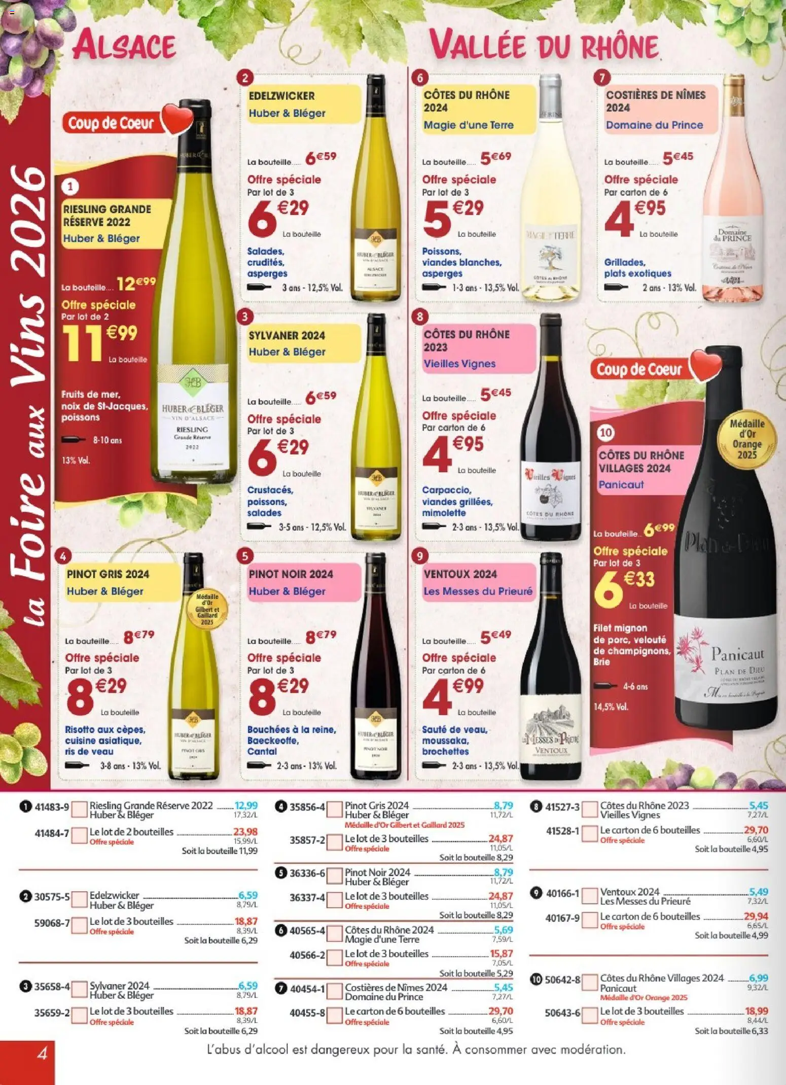 {H1} | Page: 4 | Produits: Orange, Filet mignon, Brie, Noix