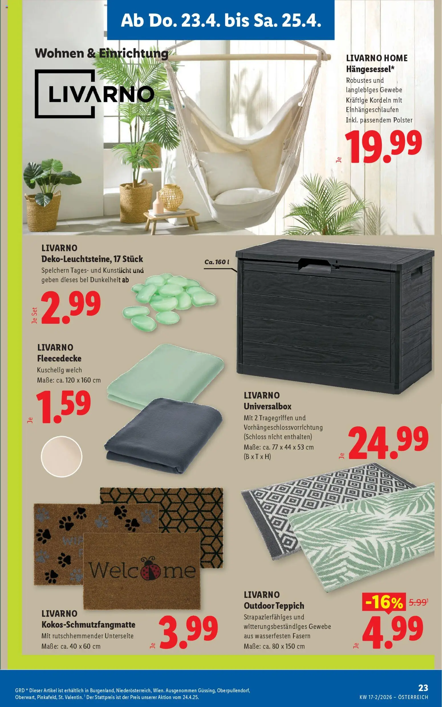 Lidl Flugblatt - Eisenstadt, Ebenfurth, Mattersburg gültig ab 23.04.2026 | Seite: 25 | Produkte: Teppich