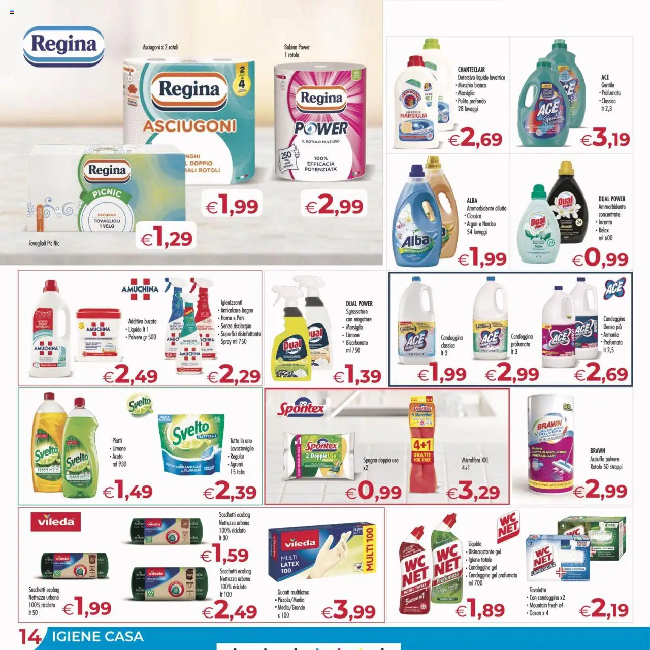 Volantino MerSi Supermercati del 16.08.2025 | Pagina: 14 | Prodotti: Candeggina, Sgrassatore, Aceto, Bagno