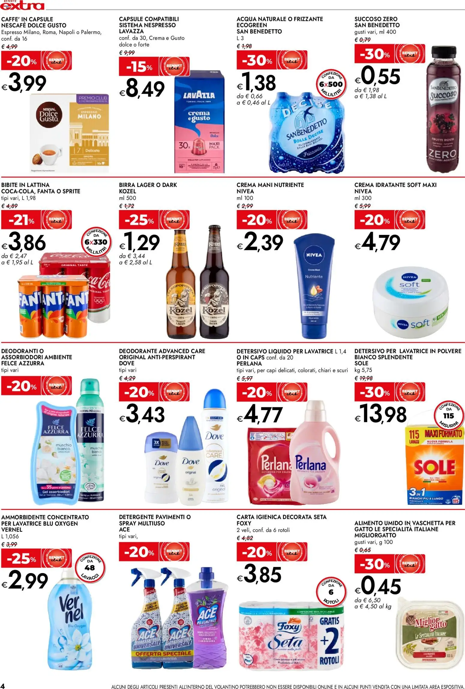 Volantino bennet del 03.11.2025 | Pagina: 4 | Prodotti: Carta igienica, Deodorante, Detergente, Lavazza