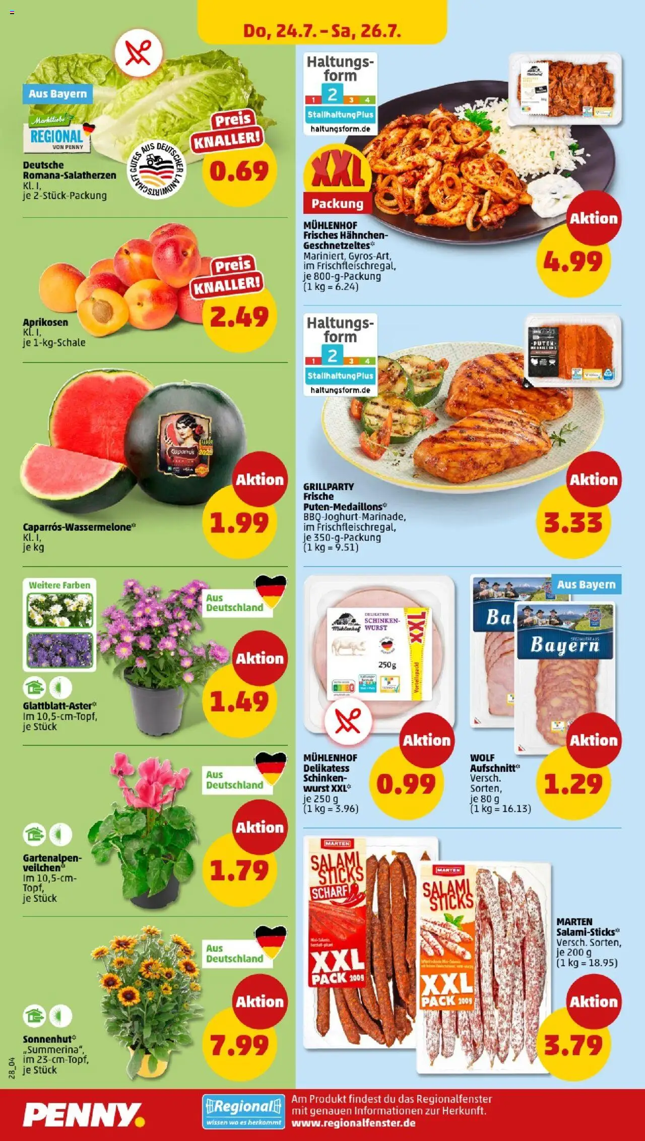 Penny - Bayern  - gültig ab dem 21.07.2025 | Seite: 28 | Produkte: Hahnchen, Wurst, Schinken
