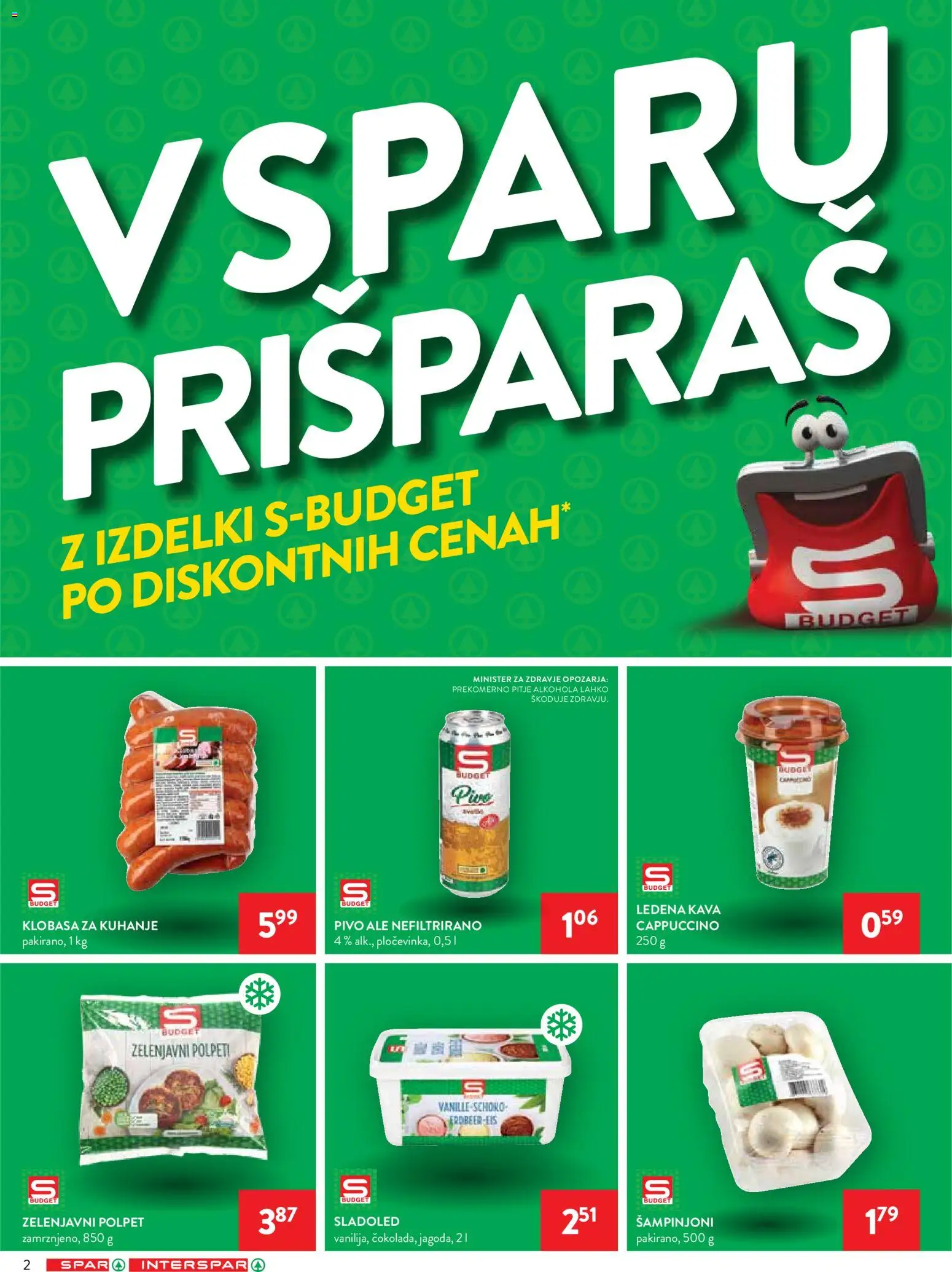 Novi Spar katalog ponudbe – veljaven od 08.04.2026 | Stran: 2 | Izdelki: Kava, Pivo, Sladoled