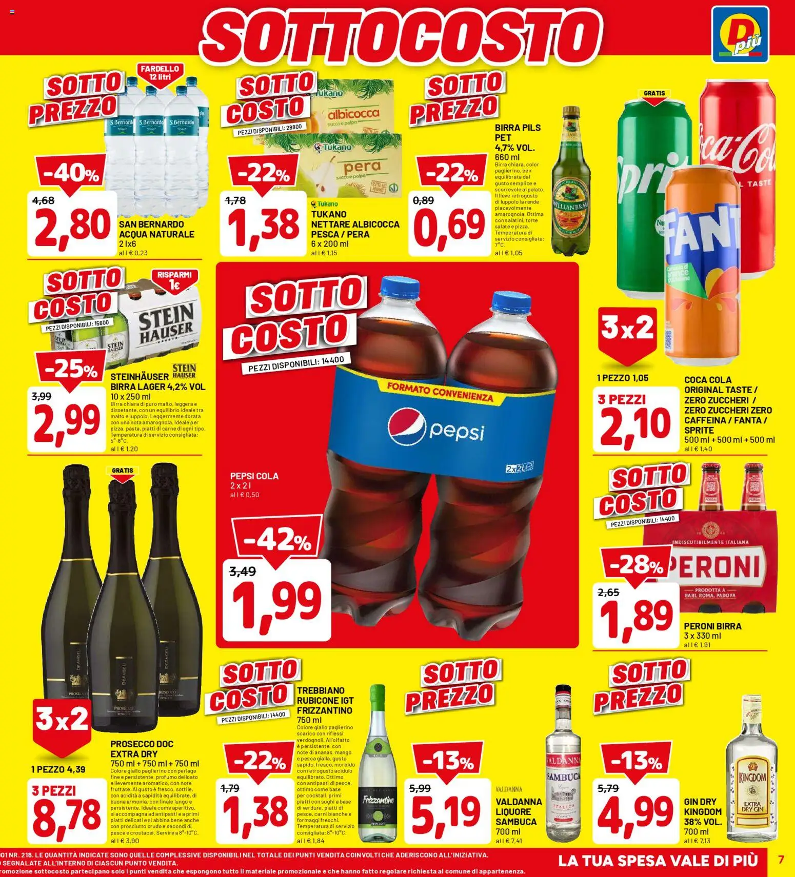 Volantino D Più del 09.04.2026 | Pagina: 7 | Prodotti: Succo, Birra, Acqua naturale, Coca Cola