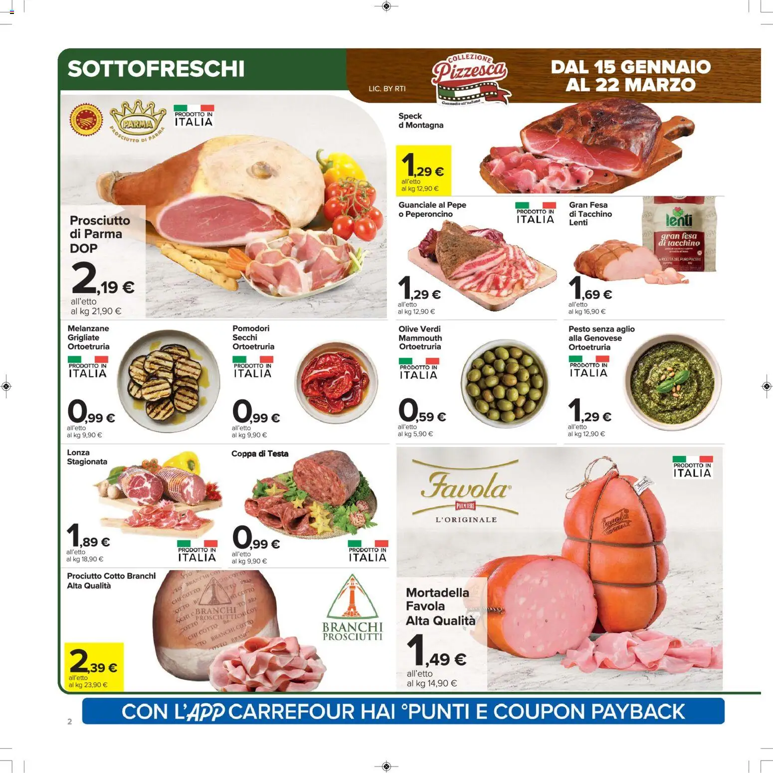 Volantino Carrefour del 15.01.2026 | Pagina: 2 | Prodotti: Prosciutto di Parma, Prosciutto, Pesto, Guanciale