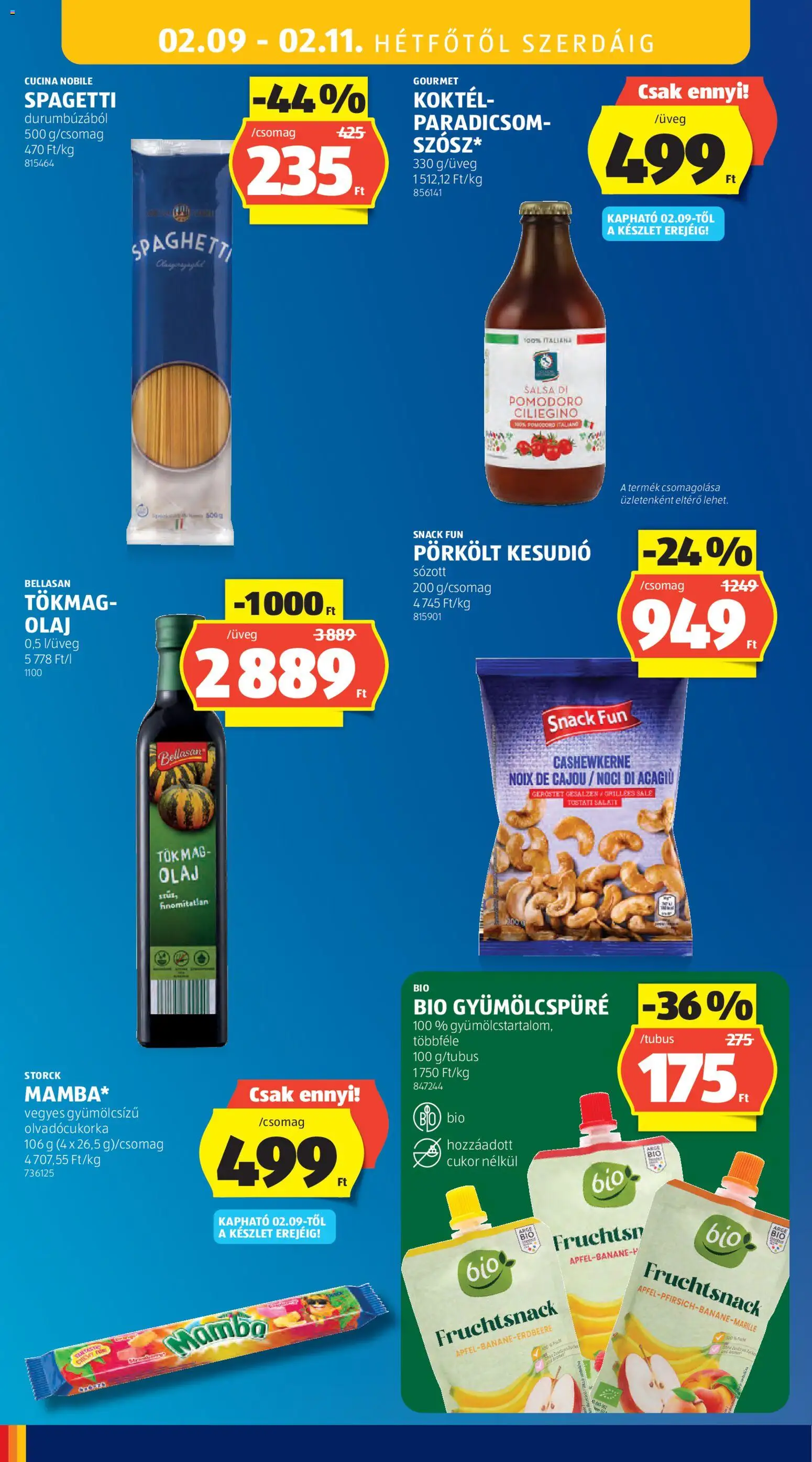 Aldi akciós ujság - amely érvényes a következő dátumtól: 05.02.2026 | Oldal: 32 | Termékek: Tökmag, Kesudió, Olaj, Paradicsom
