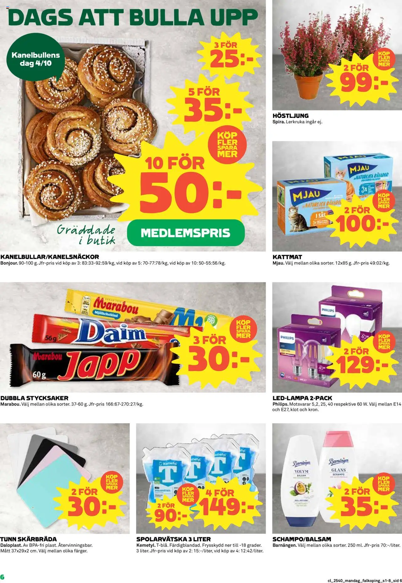Coop reklamblad aktuell från 29.09.2025 | Sida: 6 | Produkter: Schampo, Kattmat, Spolarvätska