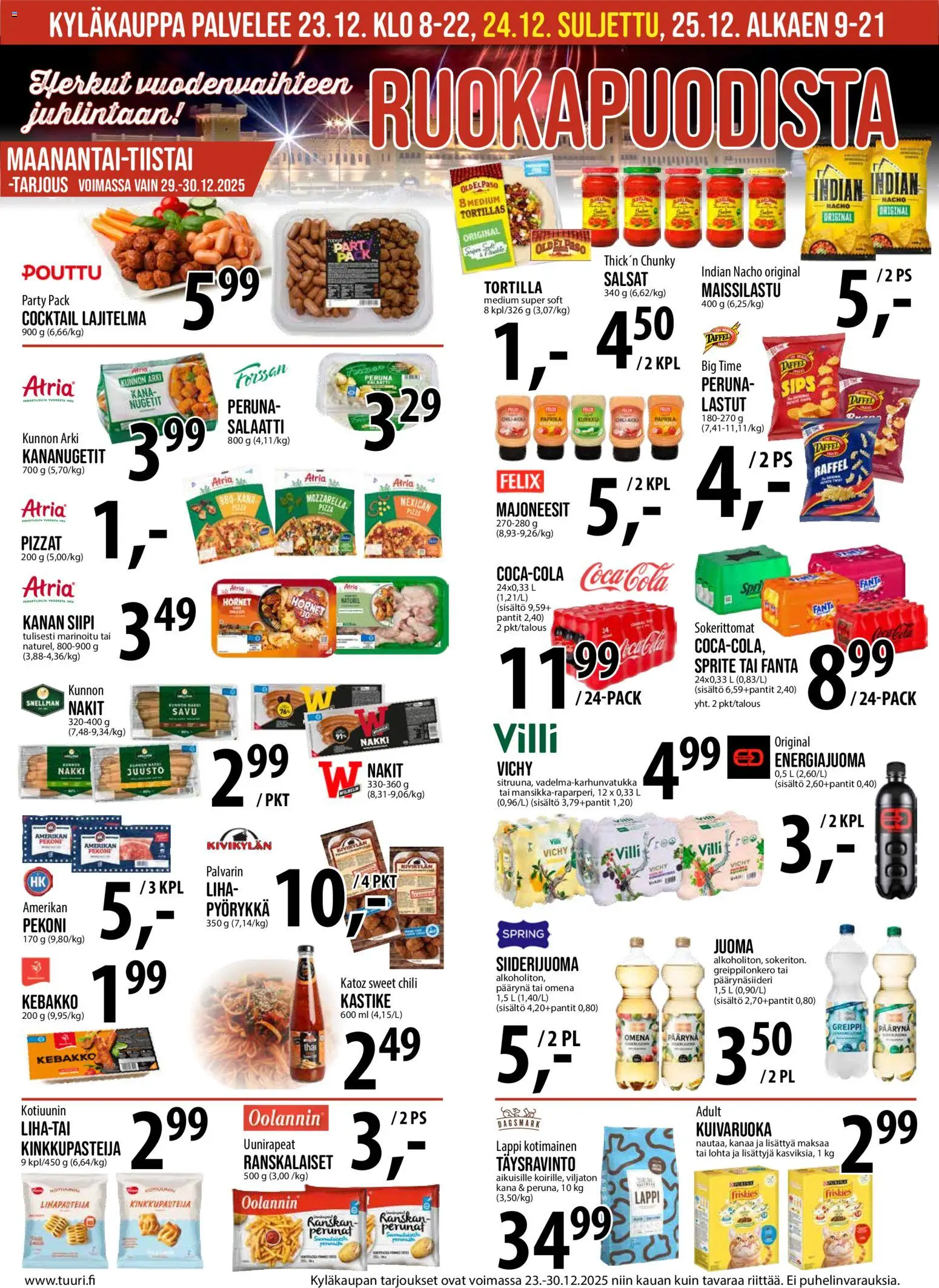 Tuuri tarjoukset – voimassa 23.12.2025 alkaen | Sivu: 6 | Tuotteet: Kana, Nakit, Sprite, Pizza