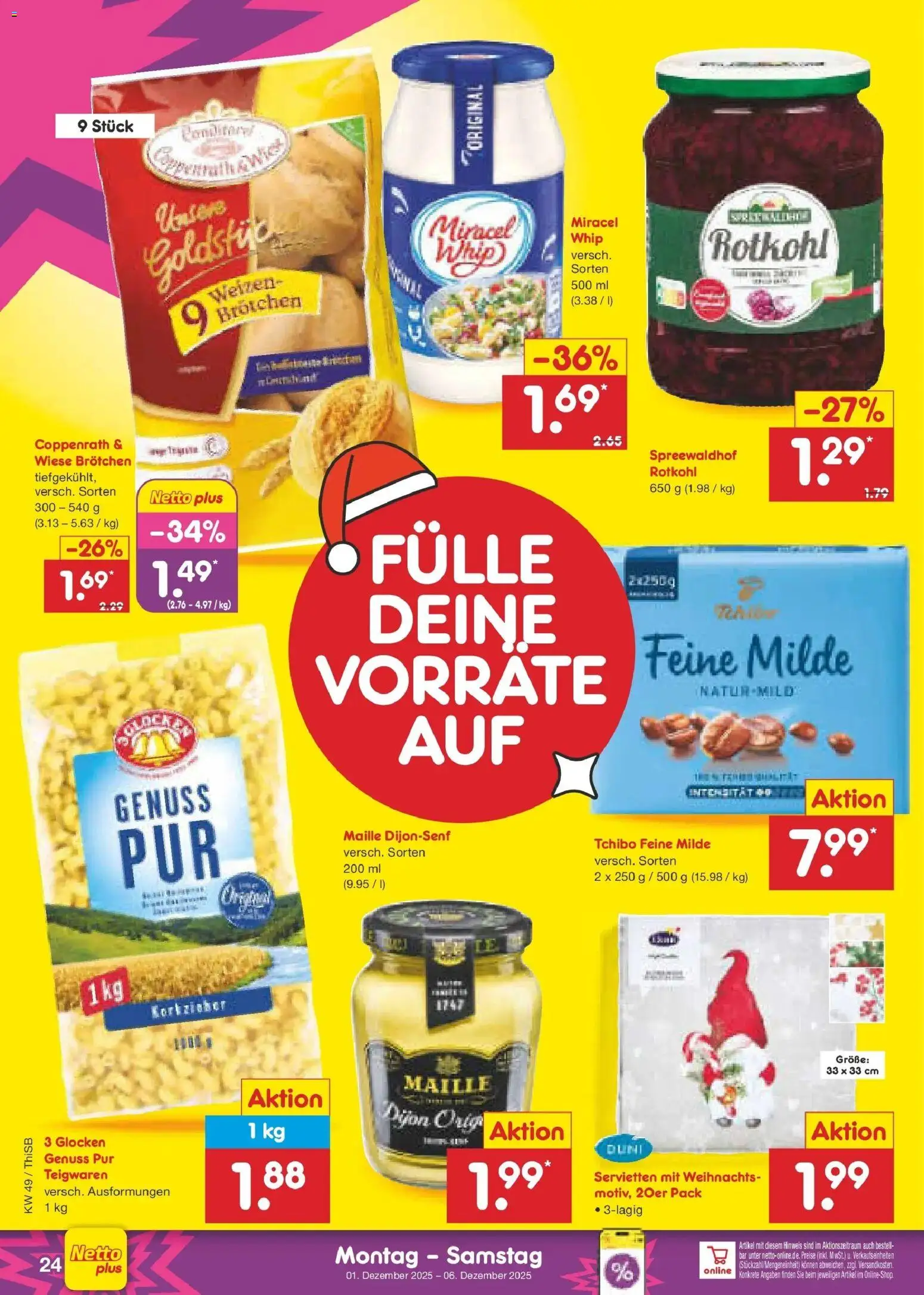 Netto Marken-Discount prospekt Spremberg	 – gültig ab 01.12.2025 | Seite: 26 | Produkte: Rotkohl, Miracel whip