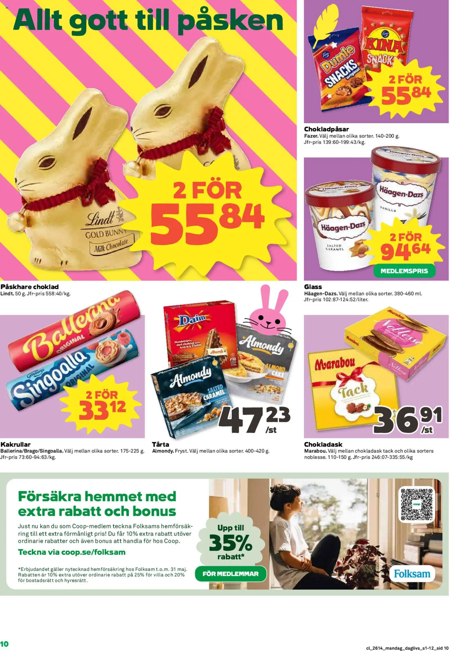 Coop Daglivs reklamblad aktuell från 30.03.2026 | Sida: 10 | Produkter: Ballerina, Singoalla, Galler, Glass
