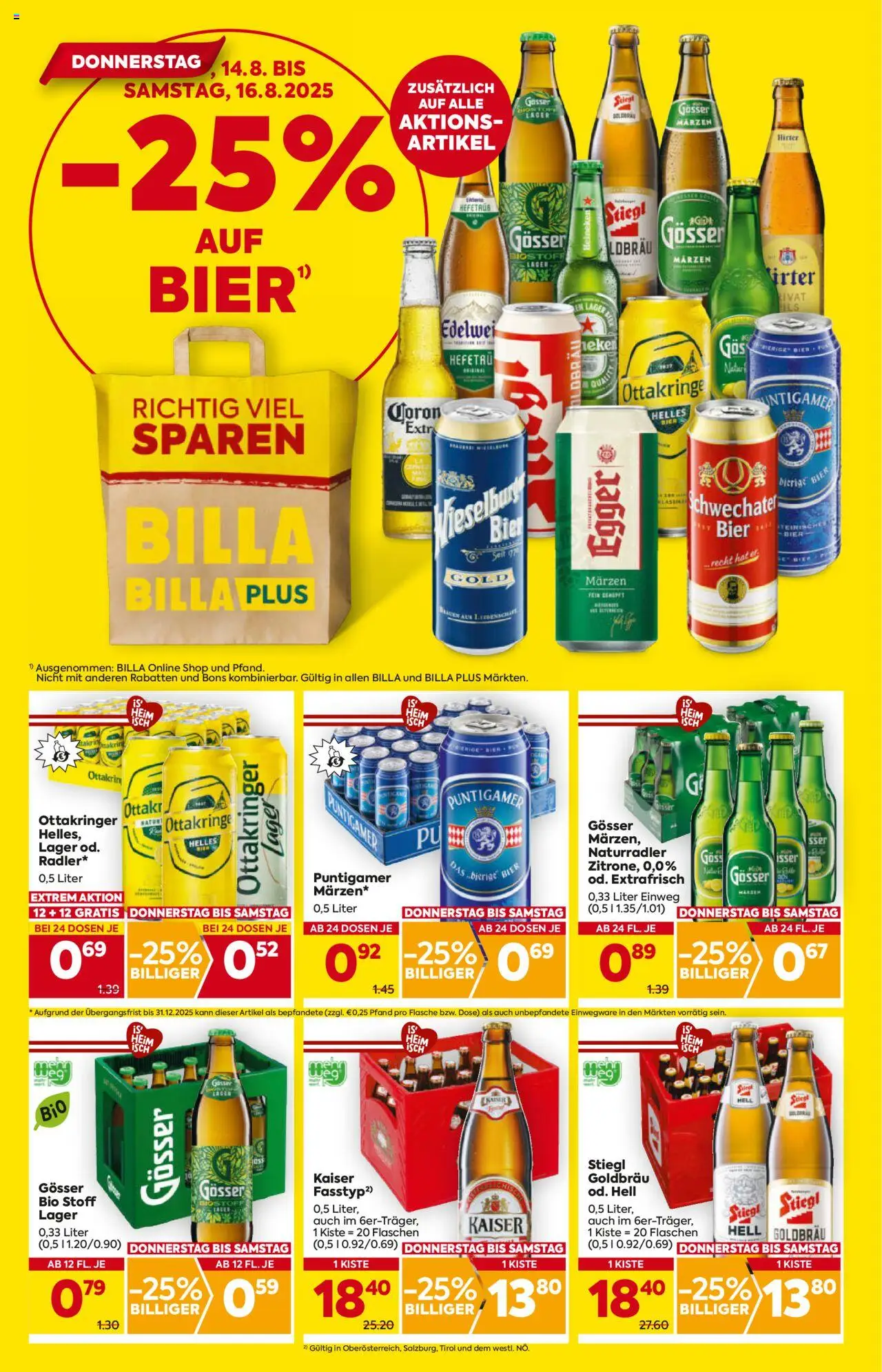 Billa AT akciós ujság - amely érvényes a következő dátumtól: 14.08.2025 | Oldal: 2 | Termékek: Heineken, Gösser