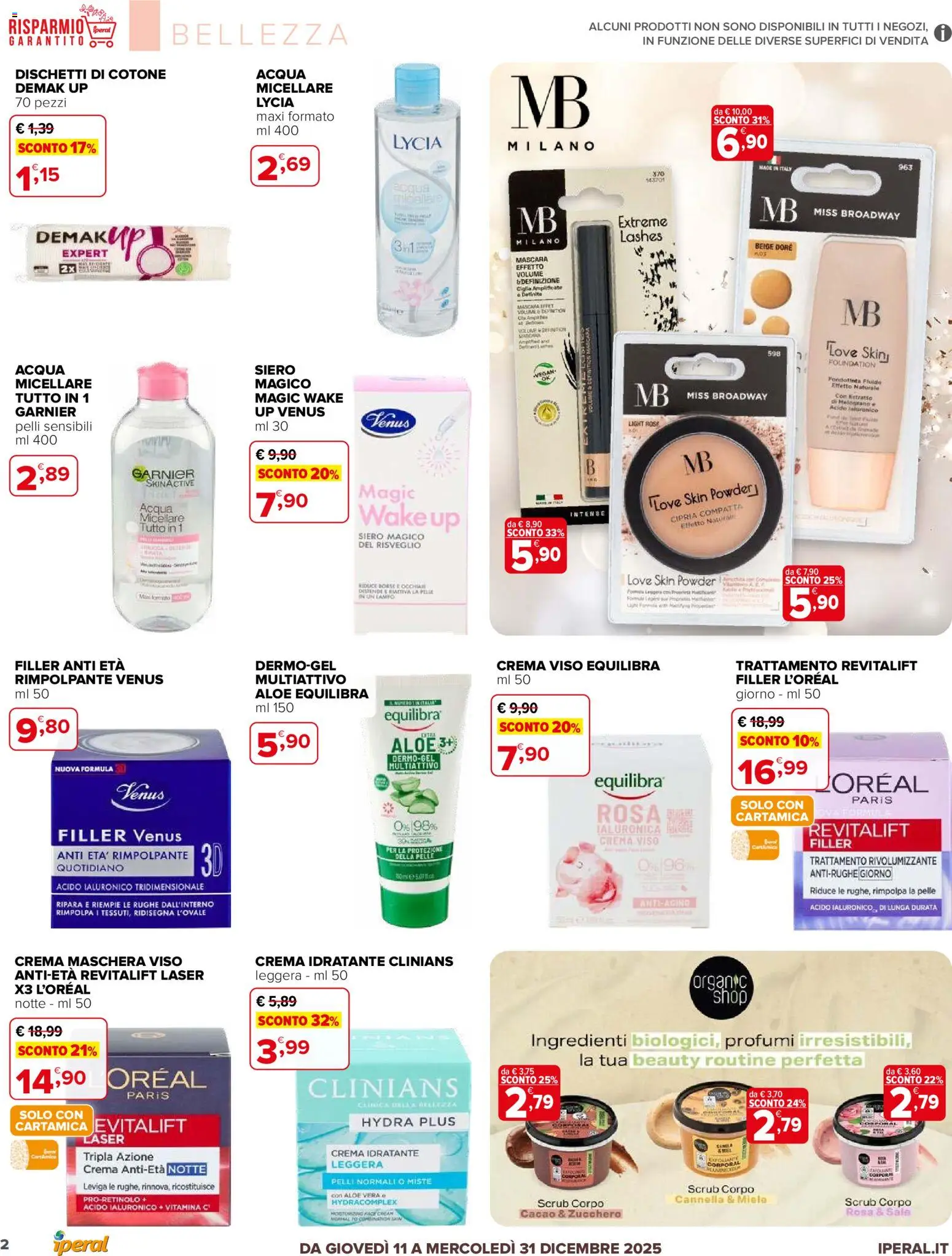 Volantino Iperal del 11.12.2025 | Pagina: 2 | Prodotti: Mascara, Fondotinta, Crema viso, Cipria