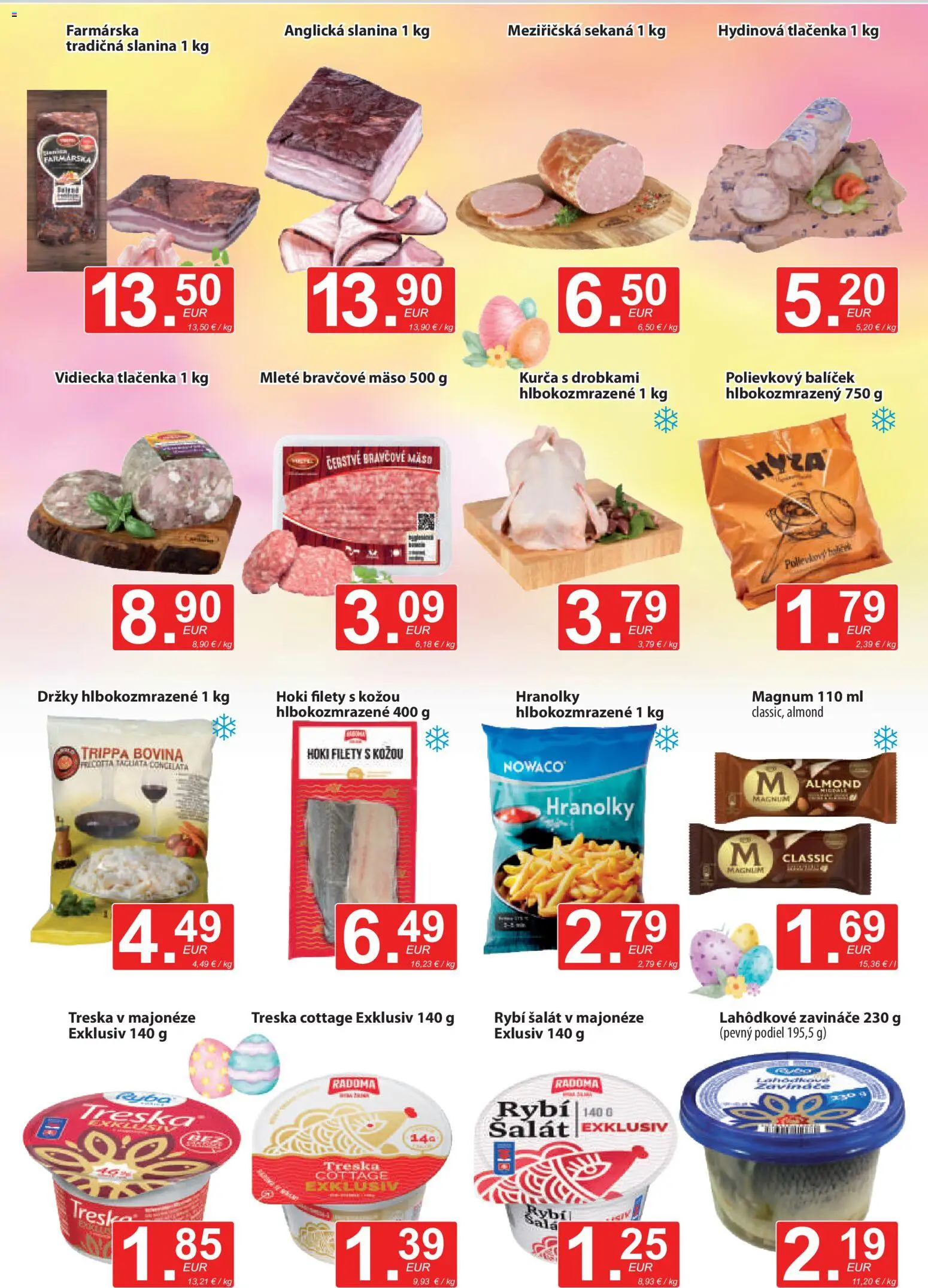 Nové CBA Verex akcie – leták je platný od 19.03.2026 | Strana: 3 | Produkty: Magnum, Bravčové mäso, Šalát, Treska