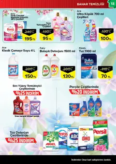 10.03.2026 tarihinden itibaren geçerli olan Onur Market kataloğu önizlemesi | Sayfa: 13 | Ürünler: Yumuşatıcı, Deterjan, Tuz, Çamaşır makinesi