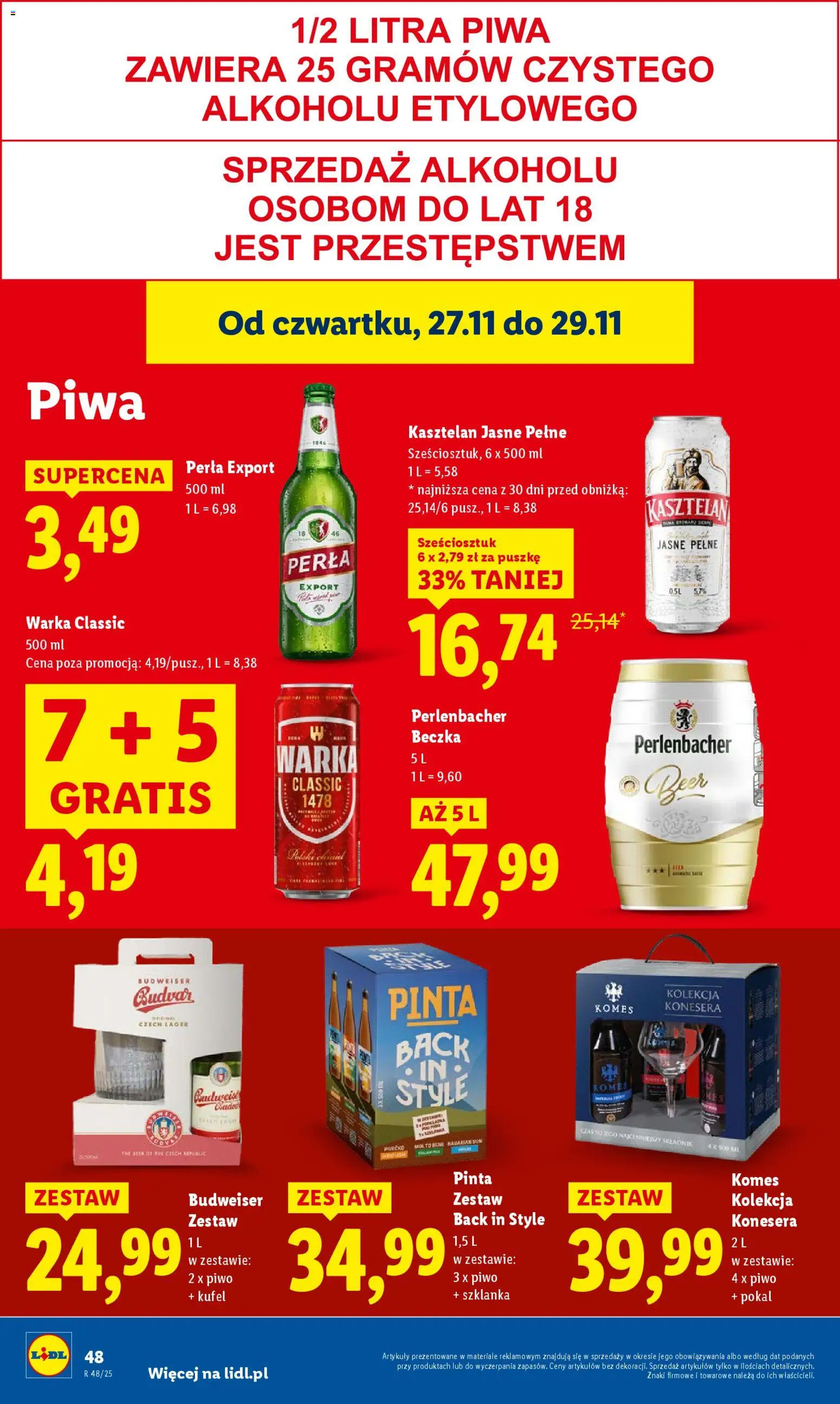 Lidl Black Friday od 27.11.2025 | Strona: 48 | Produkty: Szklanka, Warka, Piwo
