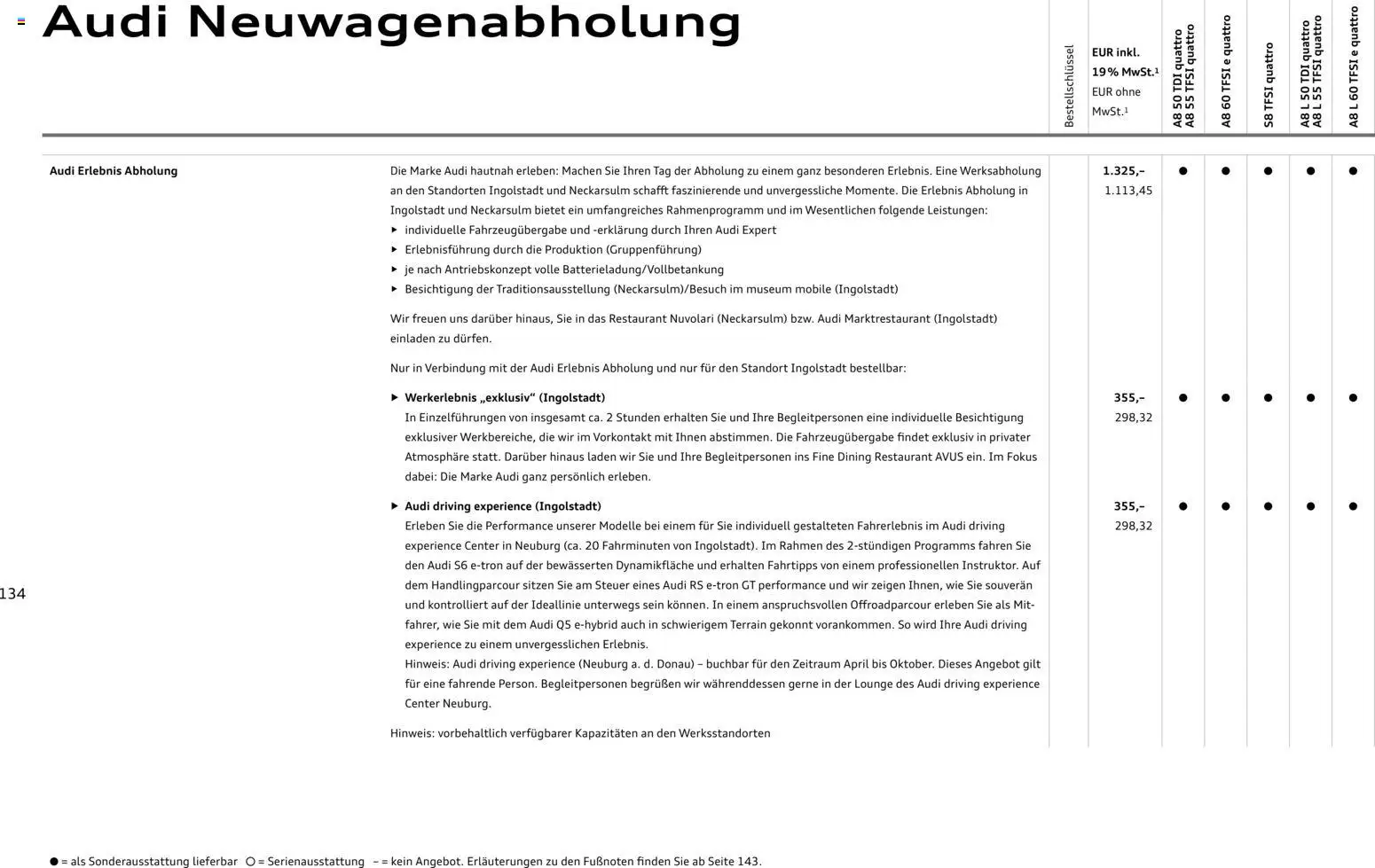 Audi A8 – gültig ab 28.10.2025 | Seite: 134