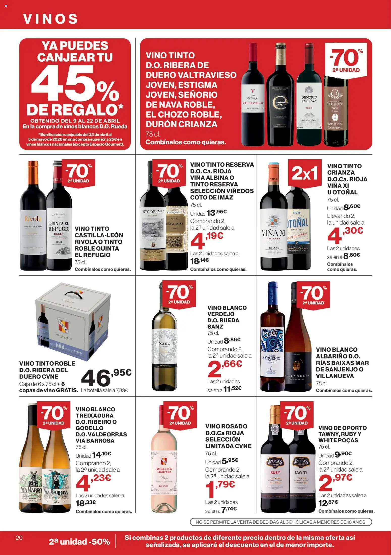 Supercor Península y Baleares │ válido desde el 23.04.2026 | Página: 20 | Productos: Vino rosado, Vino, Caja