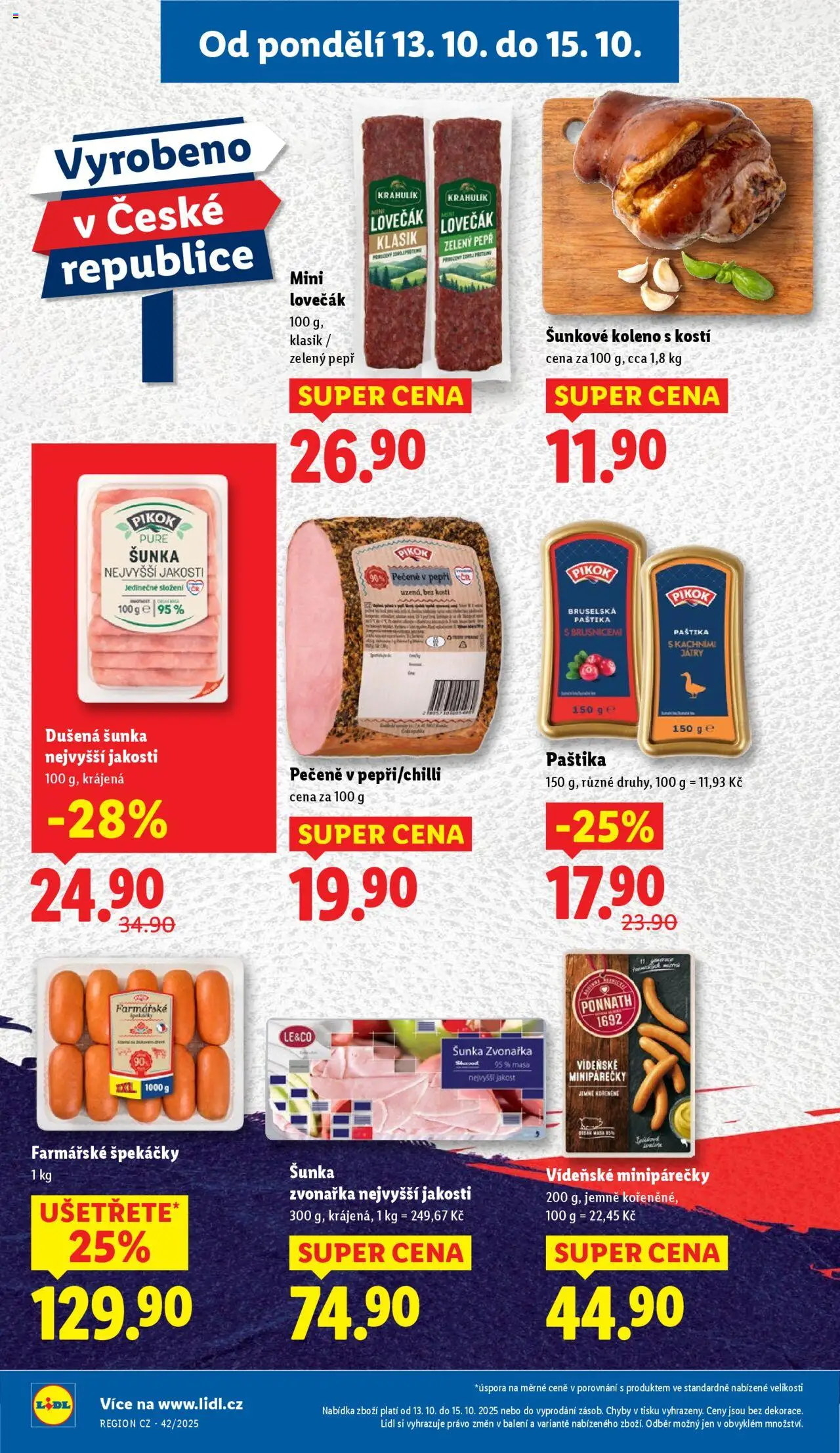 Lidl leták od 13.10.2025 | Strana: 12 | Produkty: Šunka, Špekáčky, Paštika, Pikok