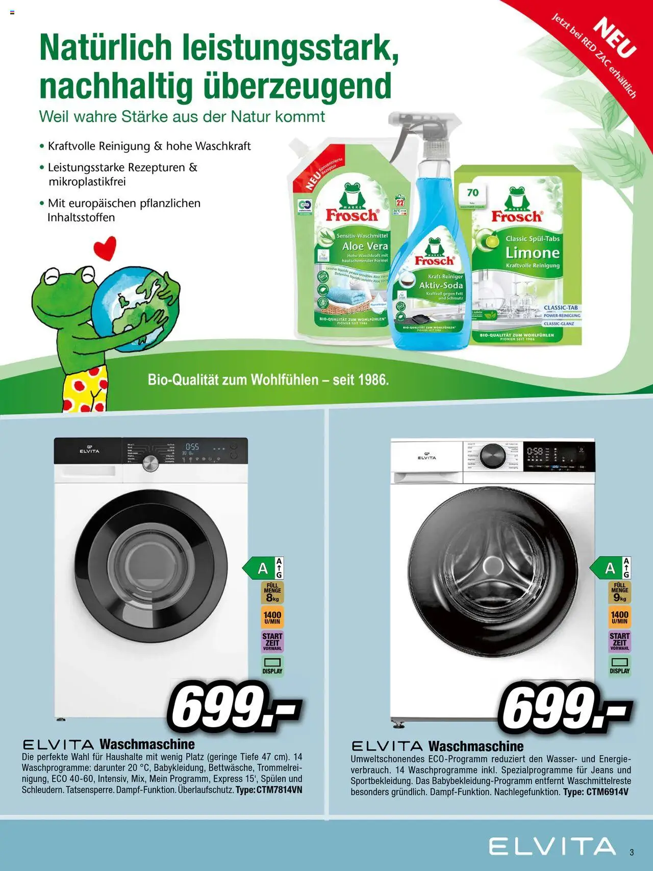 RED ZAC Flugblatt gültig ab 17.09.2025 | Seite: 3 | Produkte: Wasser, Jeans, Waschmaschine