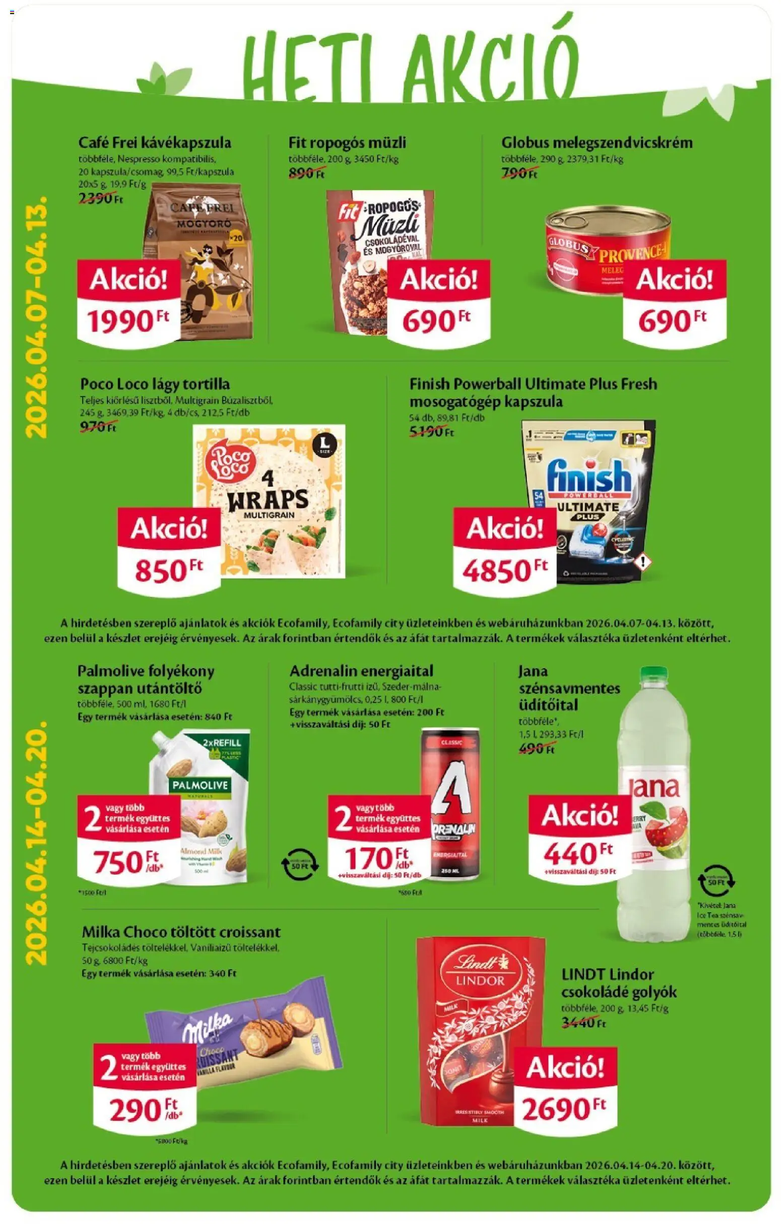 EcoFamily akciós ujság - amely érvényes a következő dátumtól: 09.04.2026 | Oldal: 2 | Termékek: Tortilla, Ice tea, Csokoládé, Tea