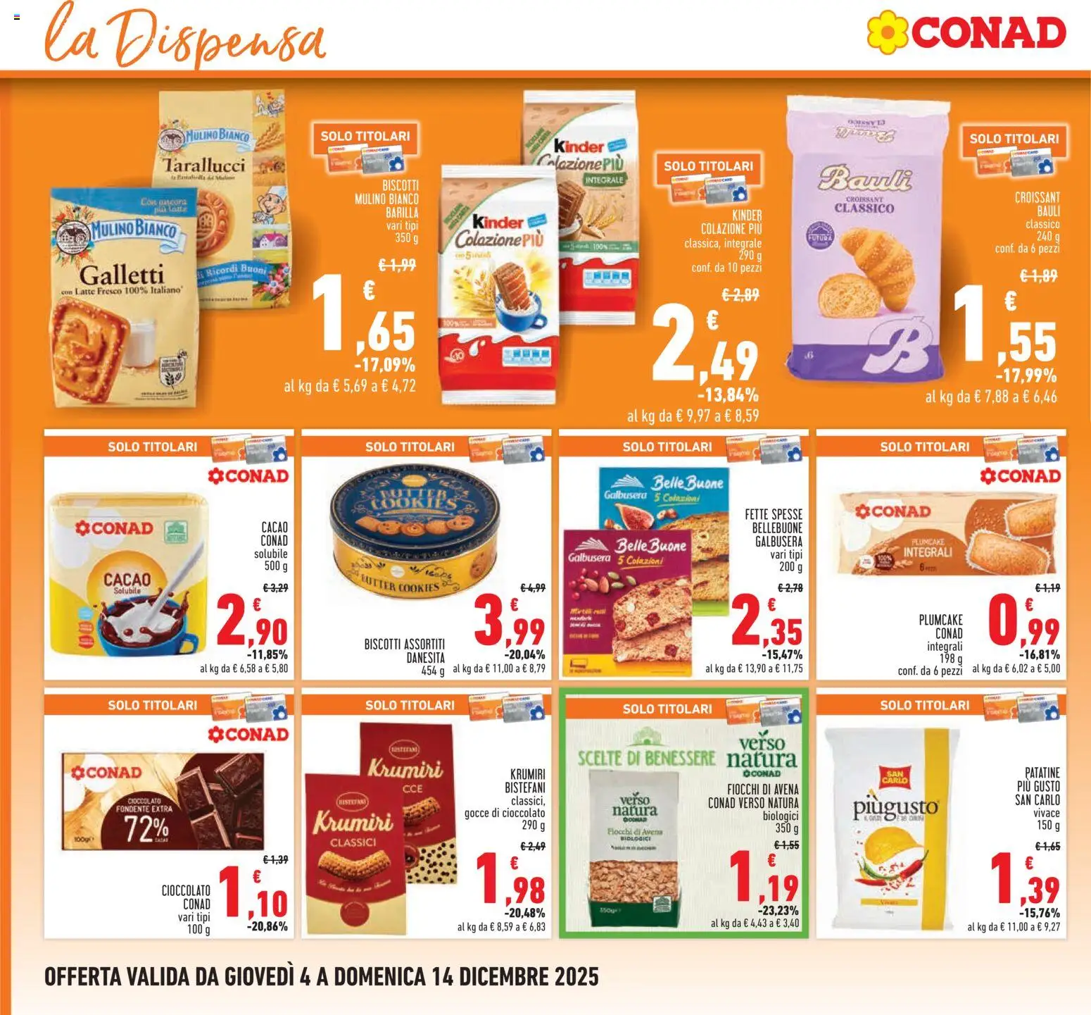 Volantino Conad del 04.12.2025 | Pagina: 18 | Prodotti: Cioccolato, Patatine, Latte, Plumcake