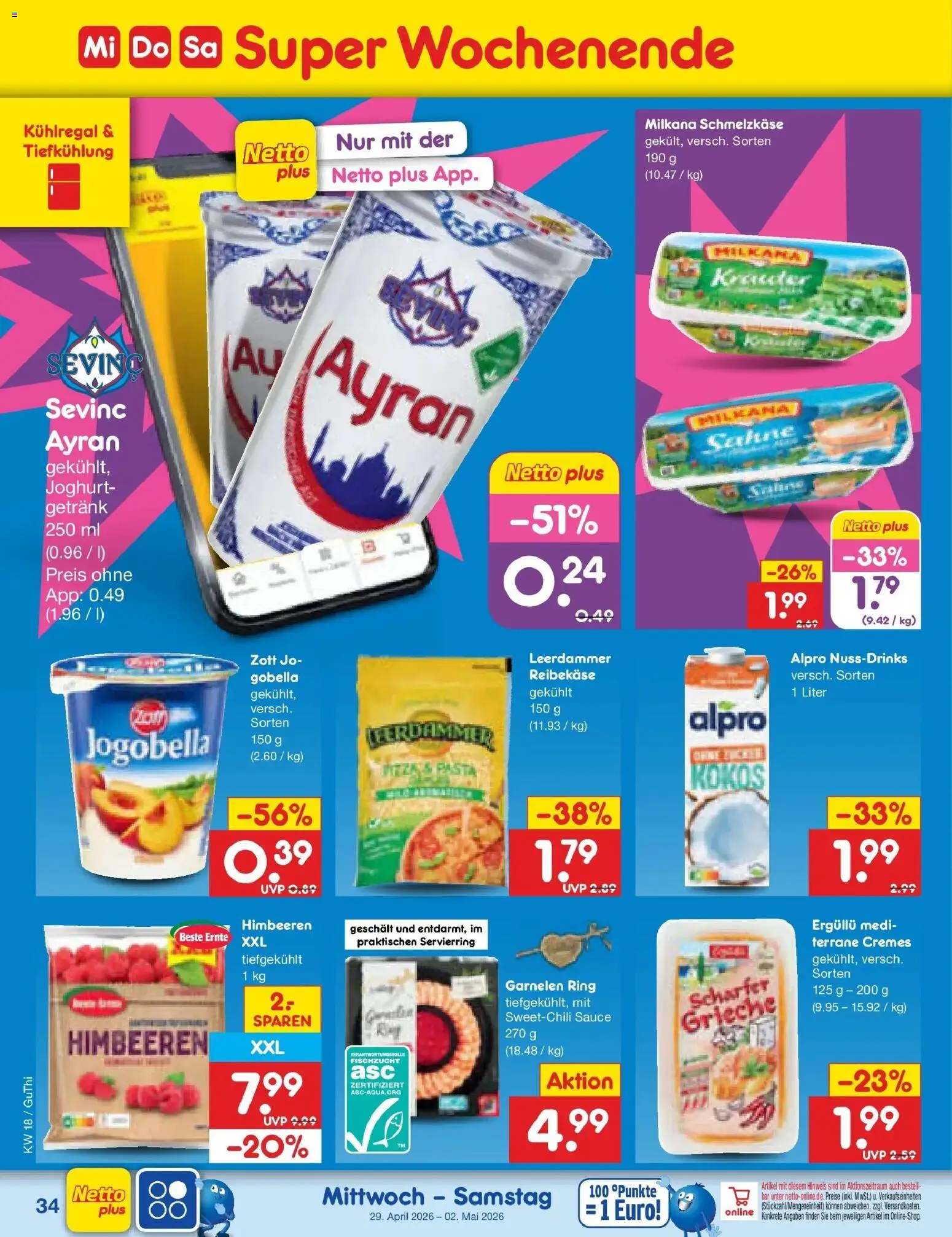 Netto Marken-Discount Prospekt Thiendorf	 – gültig ab 27.04.2026 | Seite: 52 | Produkte: Himbeeren, Milkana, Garnelen, Sahne