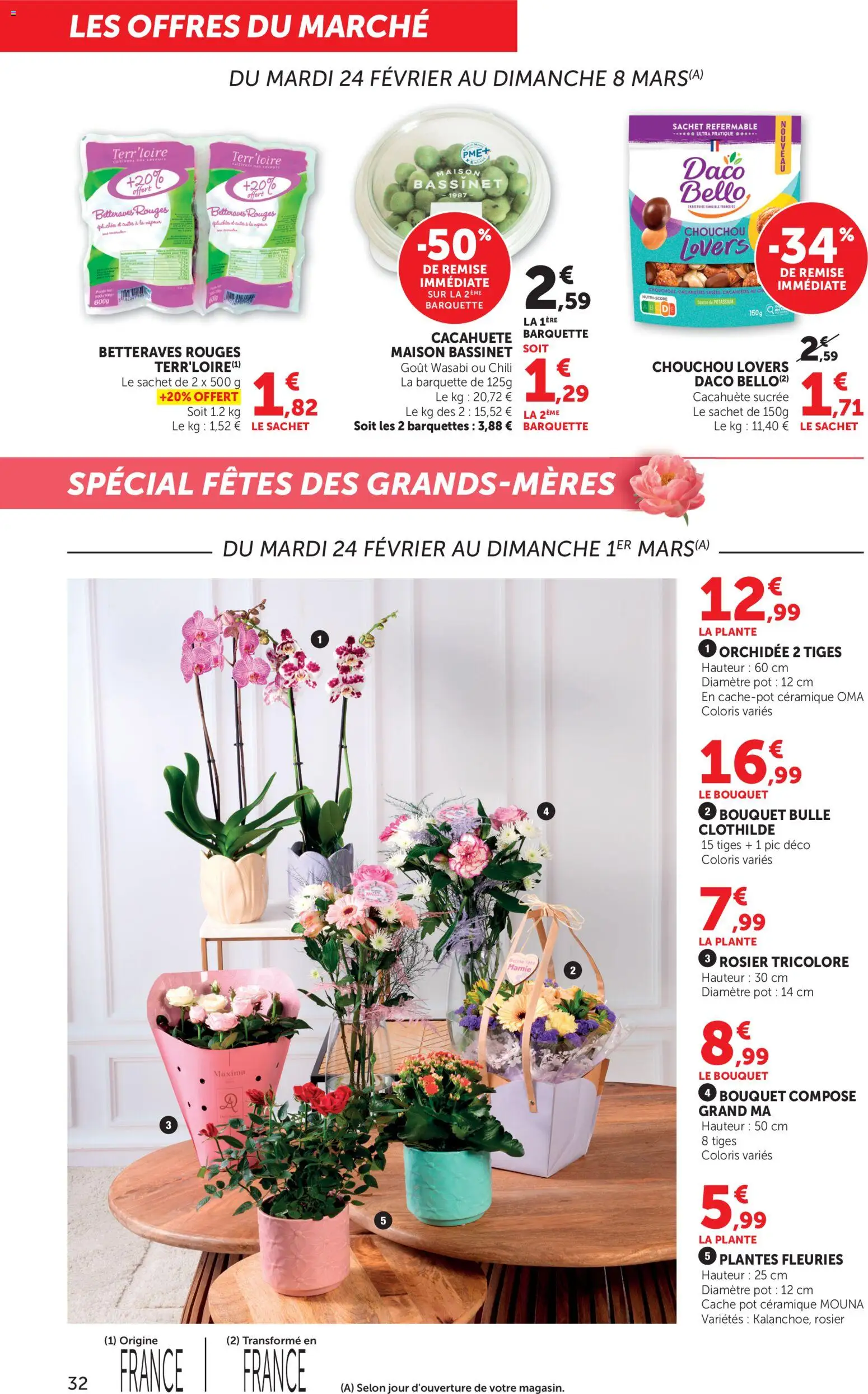 {H1} | Page: 32 | Produits: Cacahuète, Rosier, Chouchou, Orchidée