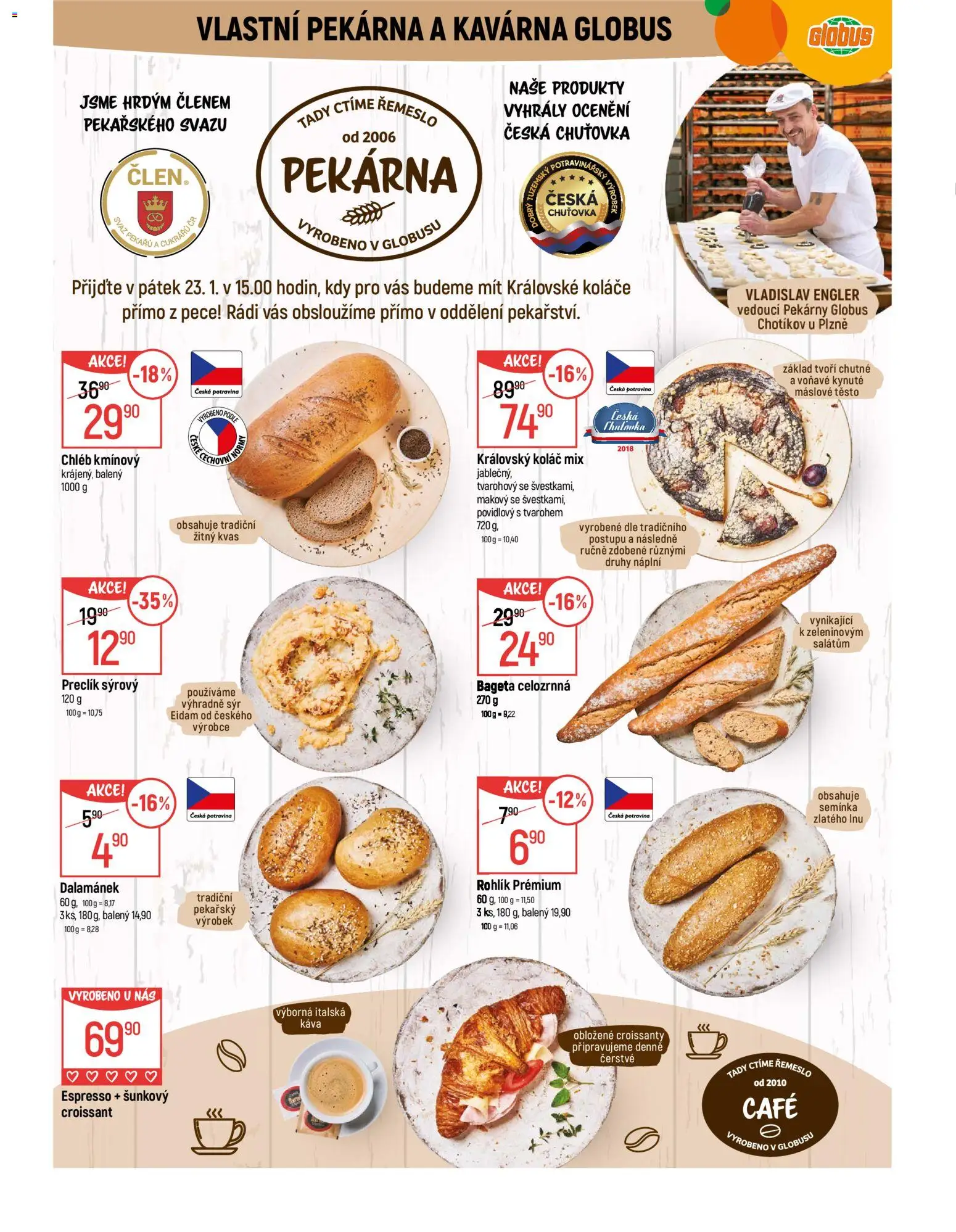 Globus leták - Plzeň od 21.01.2026 | Strana: 8 | Produkty: Globus, Rohlík, Bageta, Dalamánek