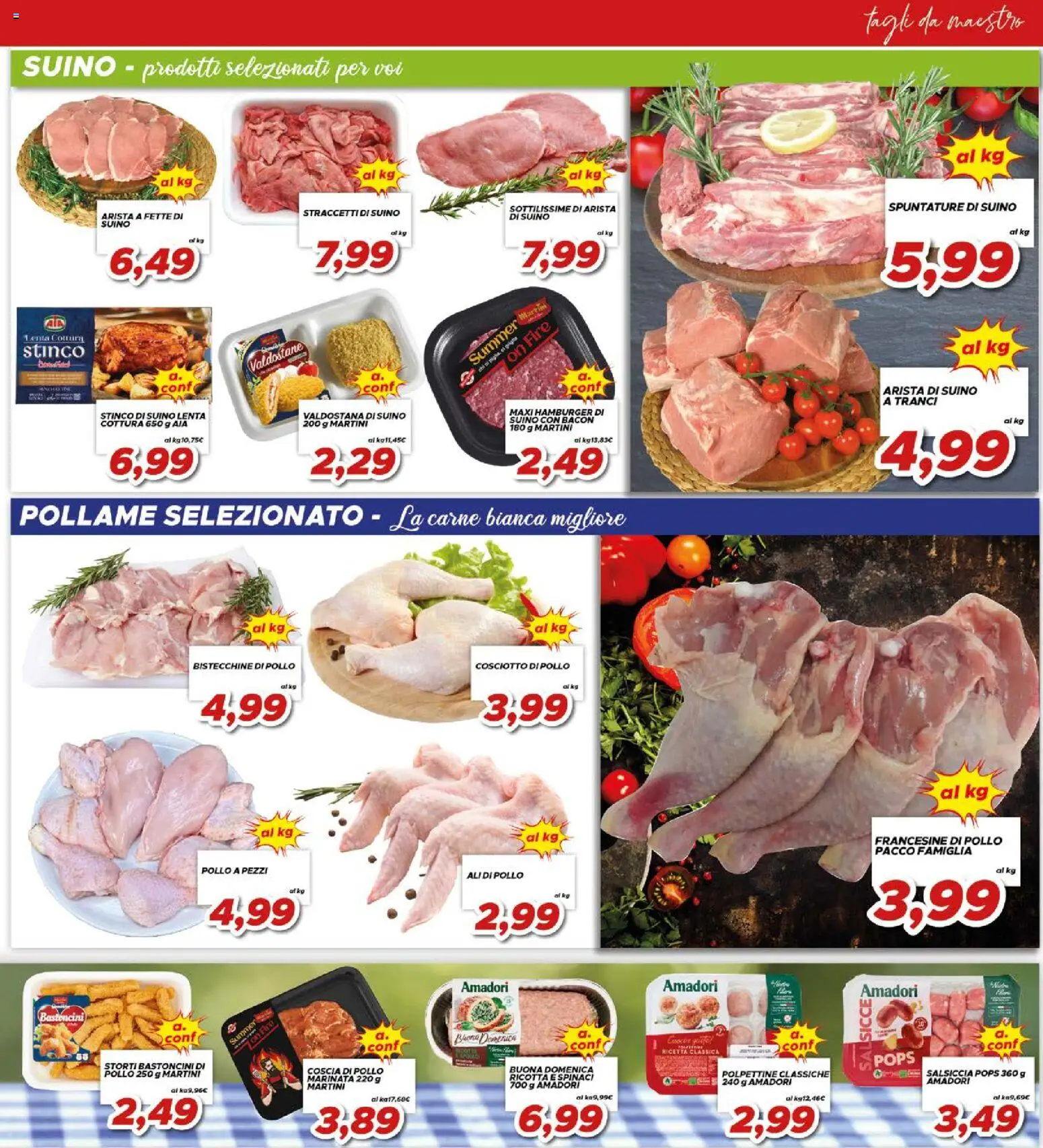 Volantino Ma Supermercati del 17.04.2026 | Pagina: 11 | Prodotti: Pollo, Suino, Spinaci, Hamburger