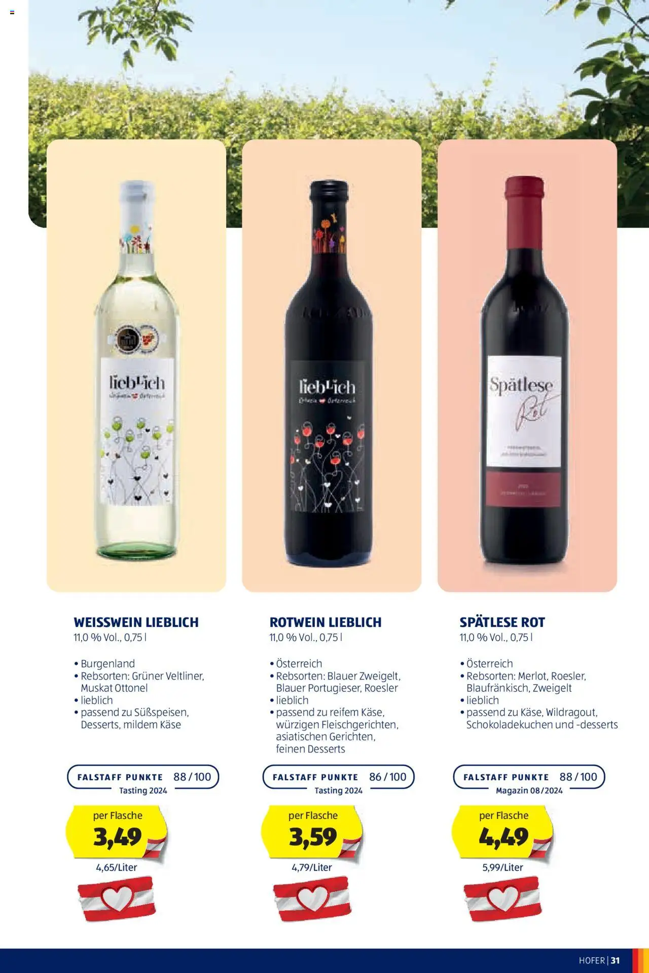 Hofer Wein-Magazin gültig ab 16.10.2024 | Seite: 31 | Produkte: Käse
