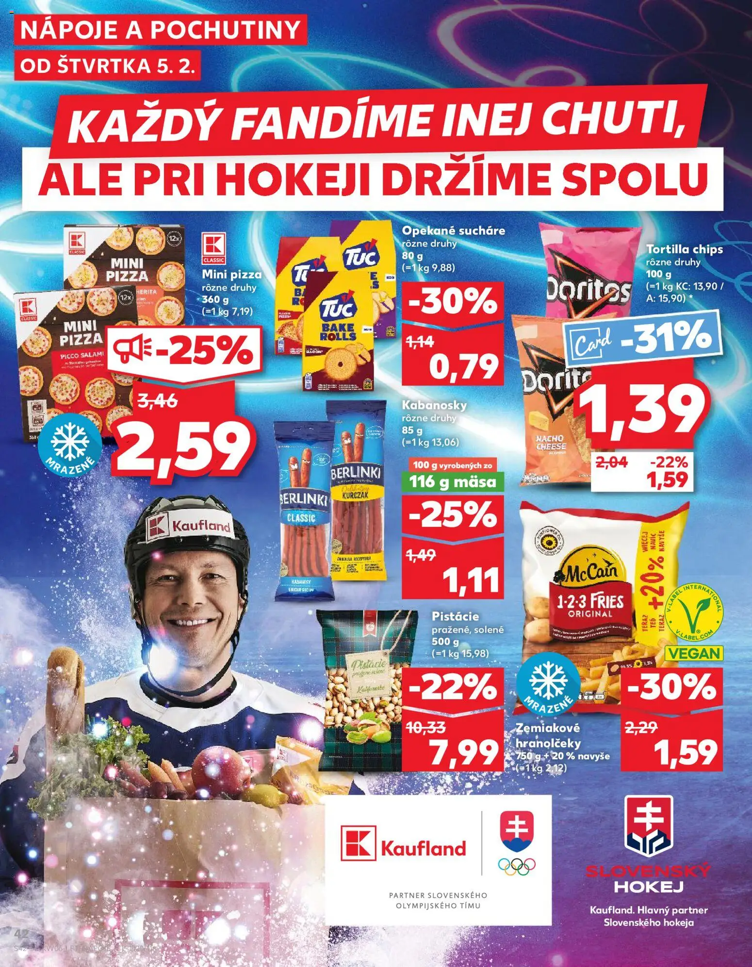 Nové Kaufland akcie – leták je platný od 05.02.2026 | Strana: 42 | Produkty: Pizza, Tortilla, Pistácie