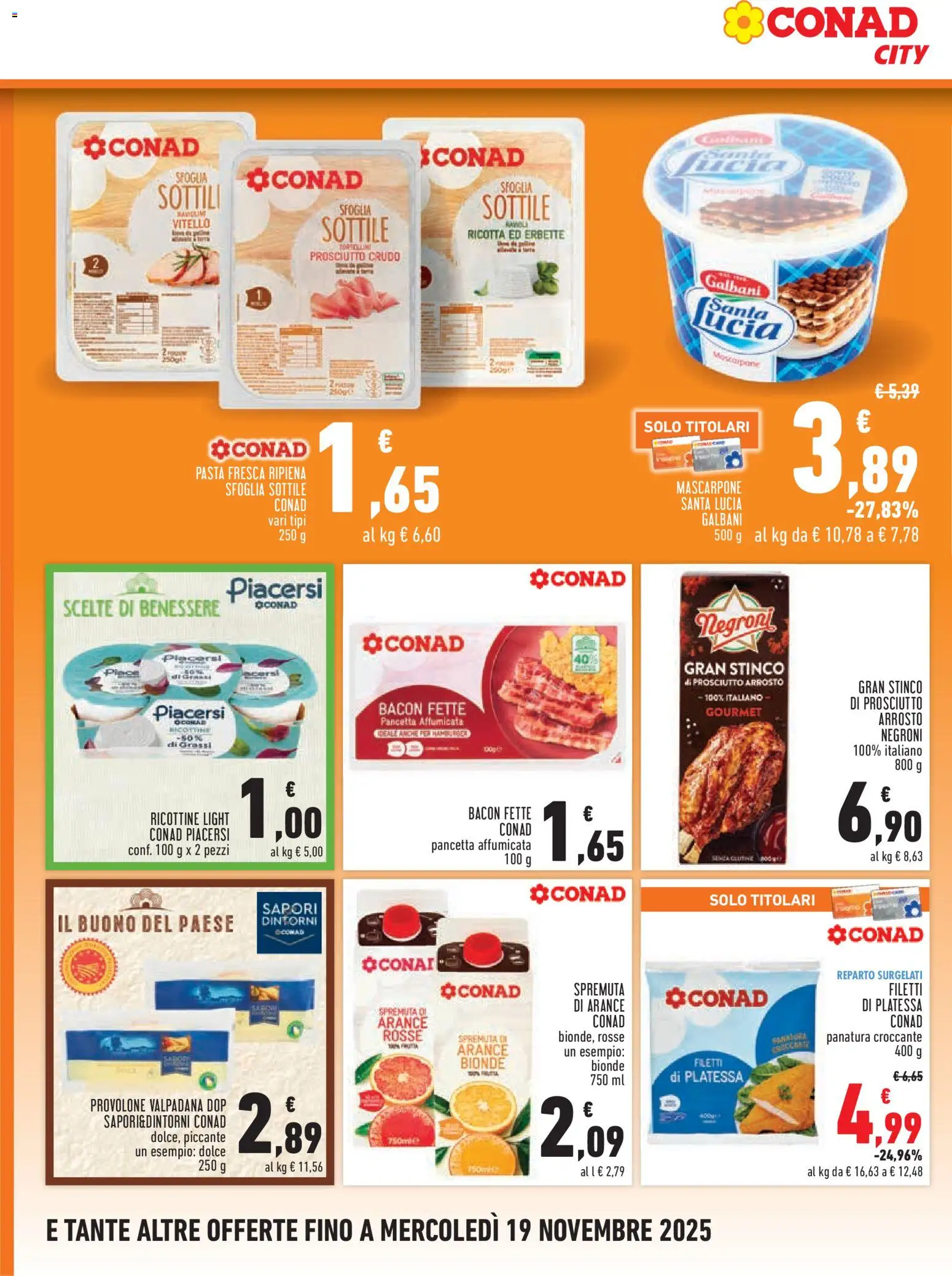 Volantino Conad del 06.11.2025 | Pagina: 14 | Prodotti: Arrosto, Provolone, Pasta, Ricotta