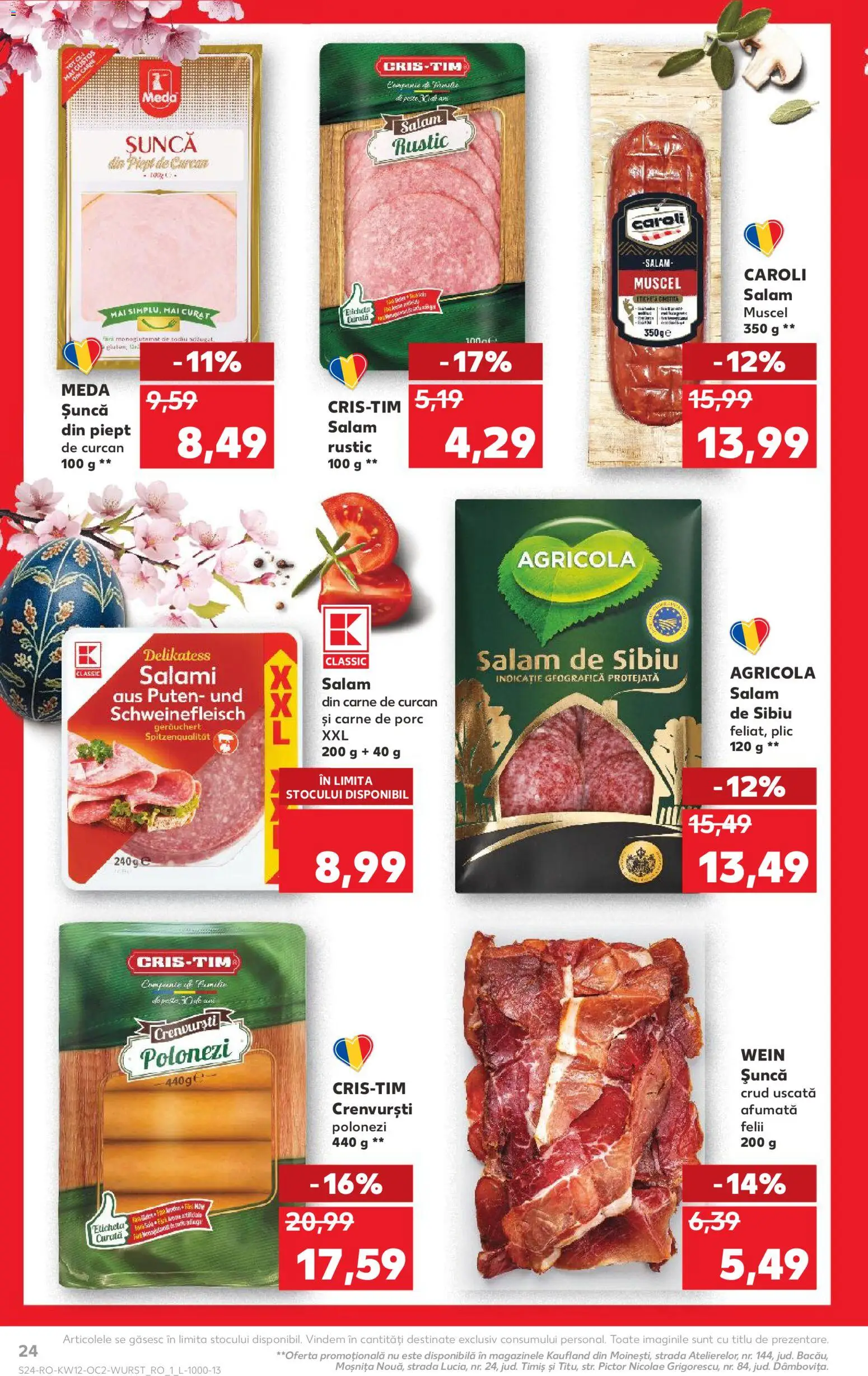Noul catalog Kaufland – valabil de la 18.03.2026 | Pagină: 24 | Produse: Crenvurști, Salam, Șuncă, Carne De Porc
