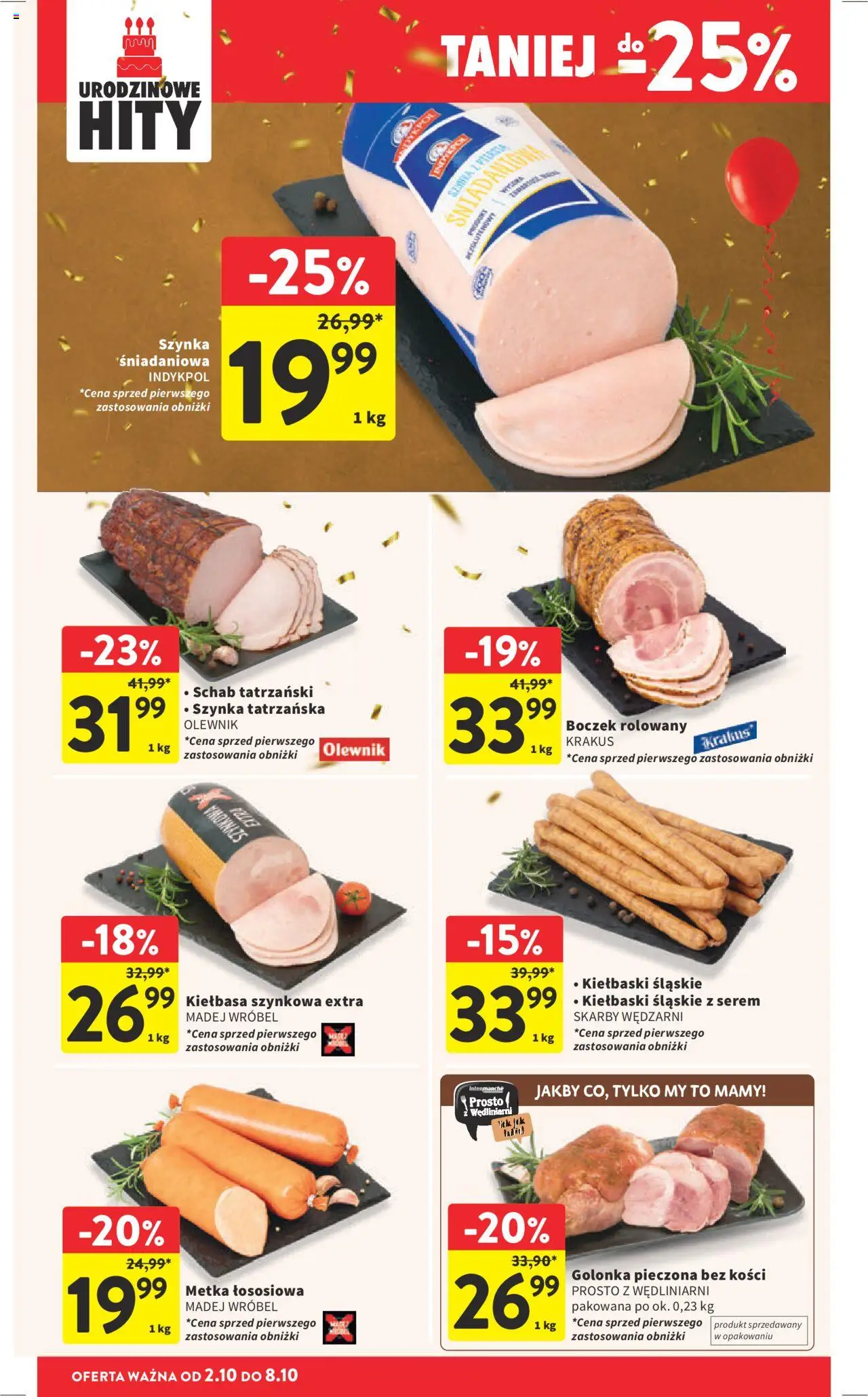 Intermarche Gazetka od 02.10.2025 | Strona: 24 | Produkty: Kiełbasa, Kiełbaski, Szynka, Boczek