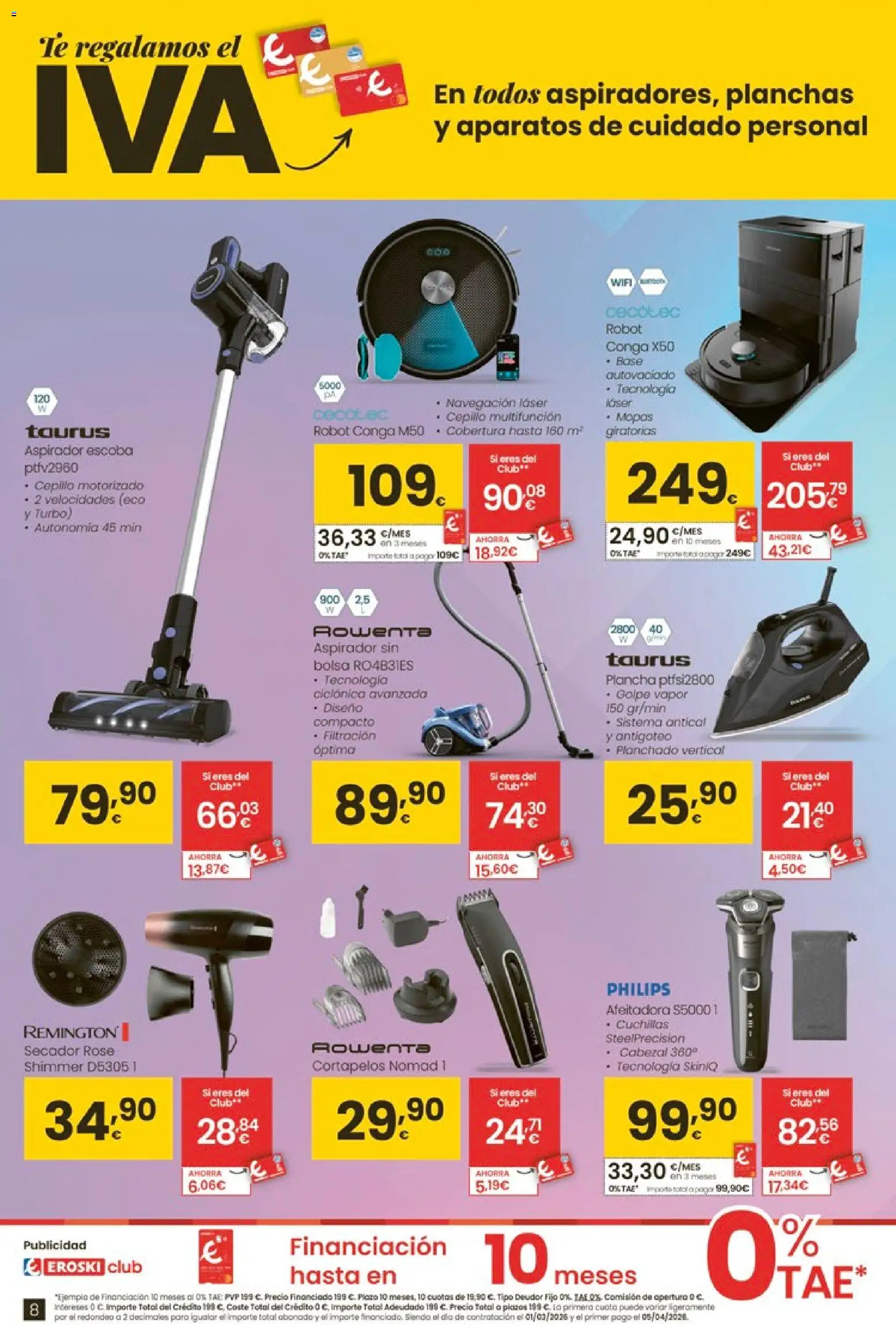 Eroski - Oh Qué tecno │ válido desde el 26.02.2026 | Página: 8 | Productos: Escoba, Afeitadora, Bolsa, Navegación