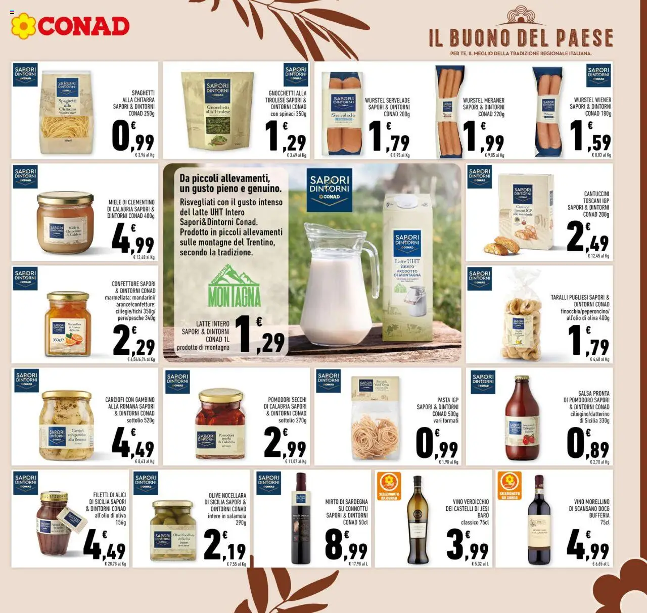 Volantino Conad del 22.10.2025 | Pagina: 9 | Prodotti: Vino, Spinaci, Gnocchi, Gnocchetti