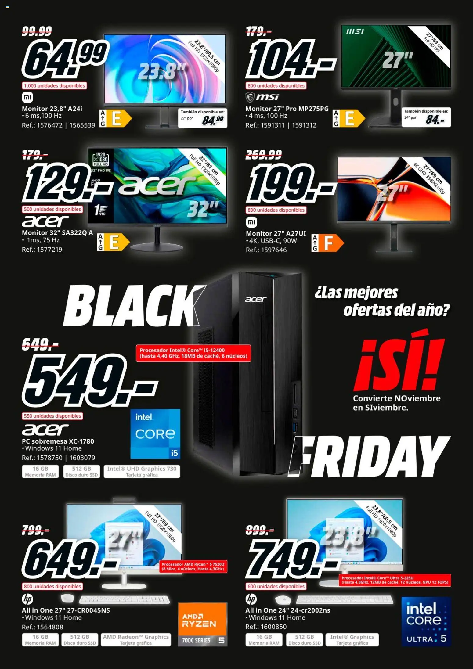 Media Markt Black Friday │ válido desde el 21.11.2025 | Página: 24 | Productos: PC sobremesa, Monitor, PC, Disco
