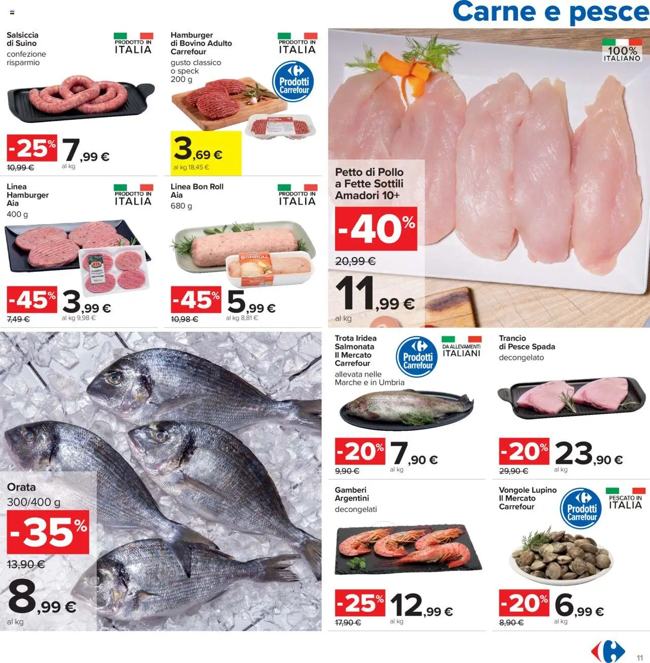 Volantino Carrefour del 05.09.2025 | Pagina: 11 | Prodotti: Speck, Pollo, Trota, Salsiccia