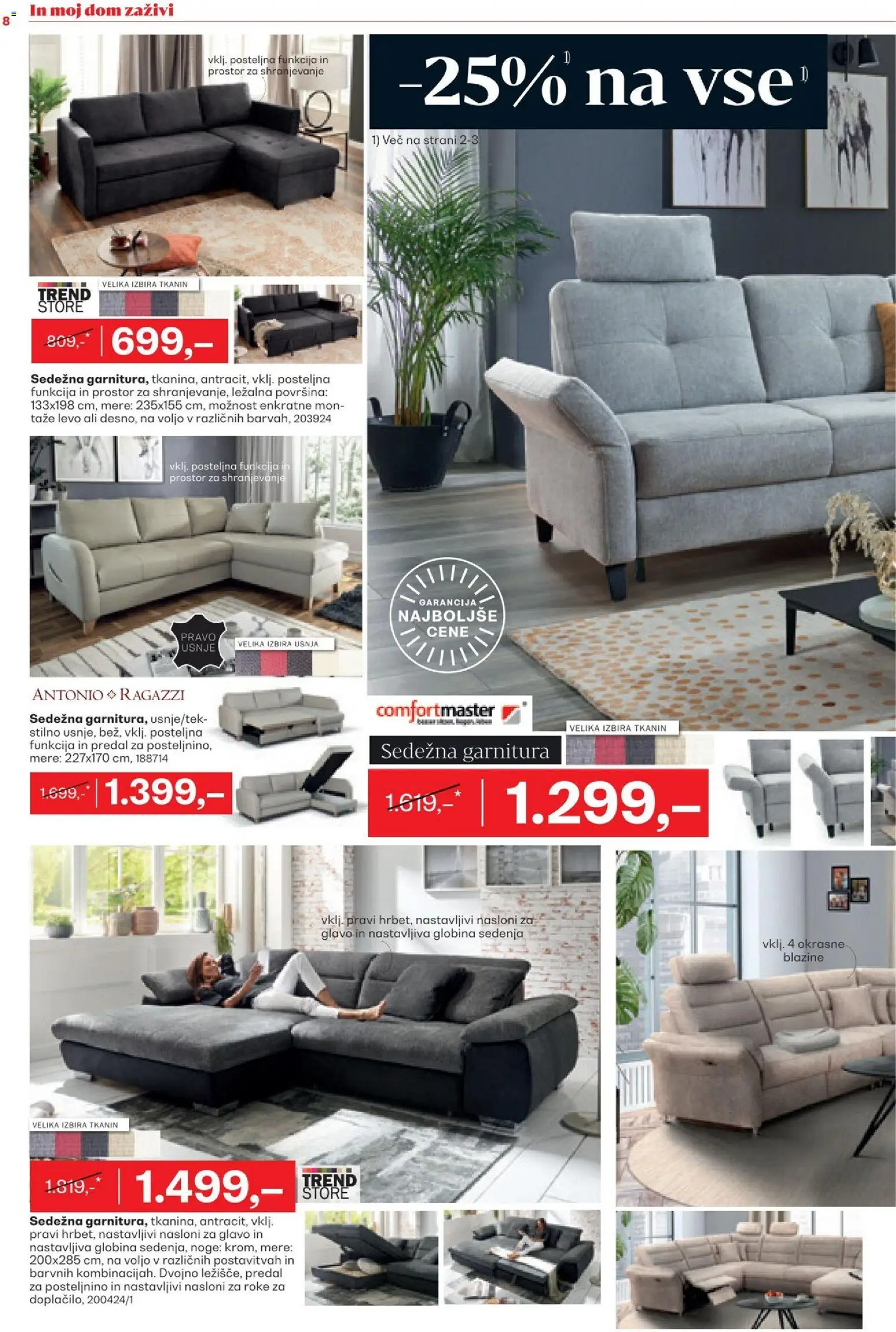 Novi Rutar katalog ponudbe – veljaven od 24.03.2026 | Stran: 8 | Izdelki: Sedezna garnitura