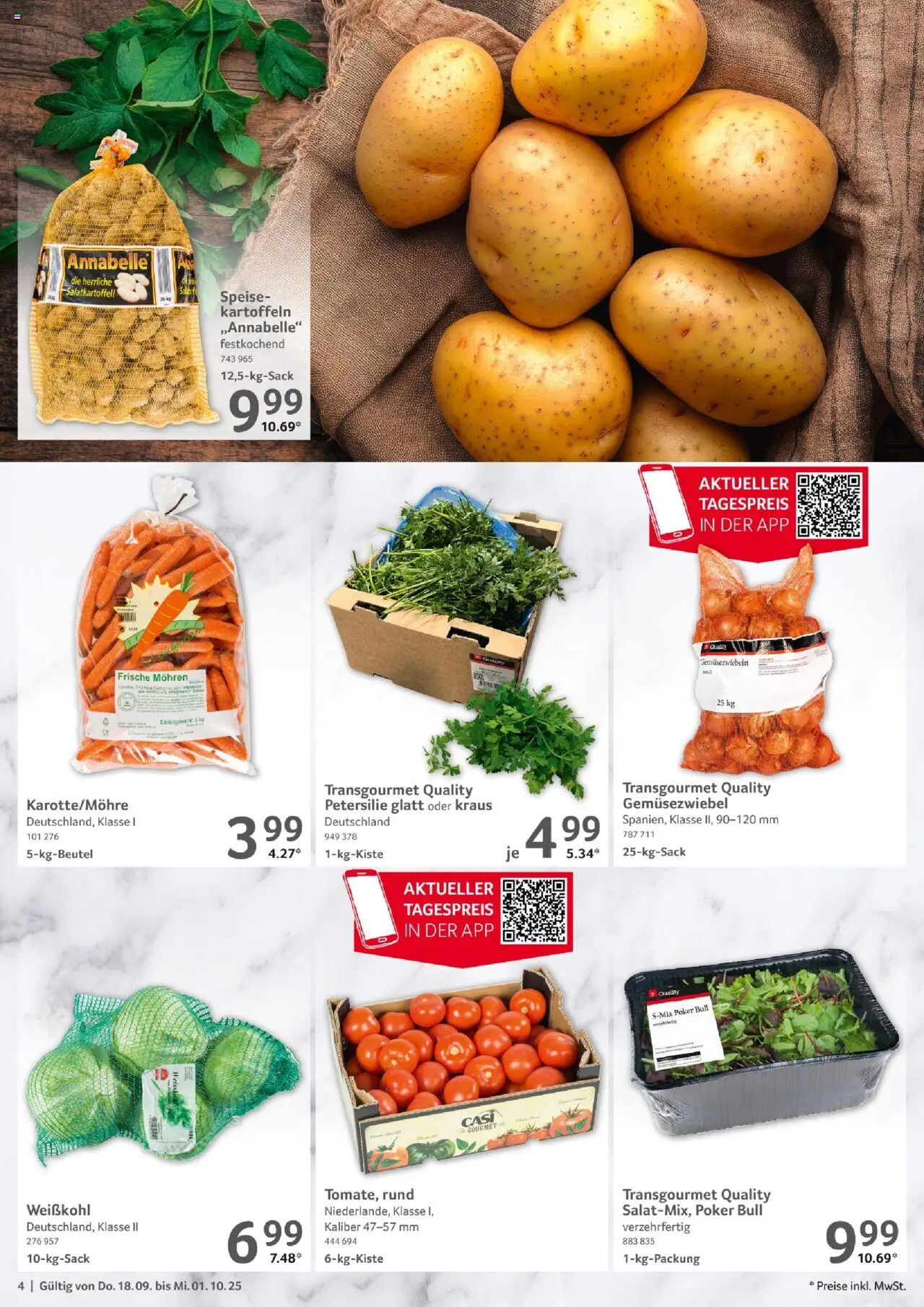 Selgros Gastronomie – gültig ab 18.09.2025 | Seite: 4 | Produkte: Mohren, Kartoffeln, Petersilie