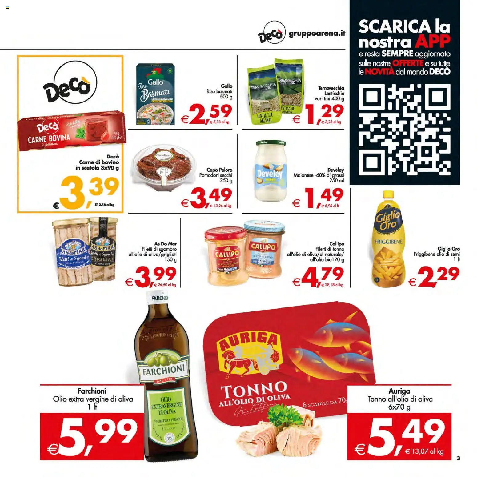 Volantino Decò del 13.01.2026 | Pagina: 3 | Prodotti: Riso Basmati, Lenticchie, Olio, Sgombro