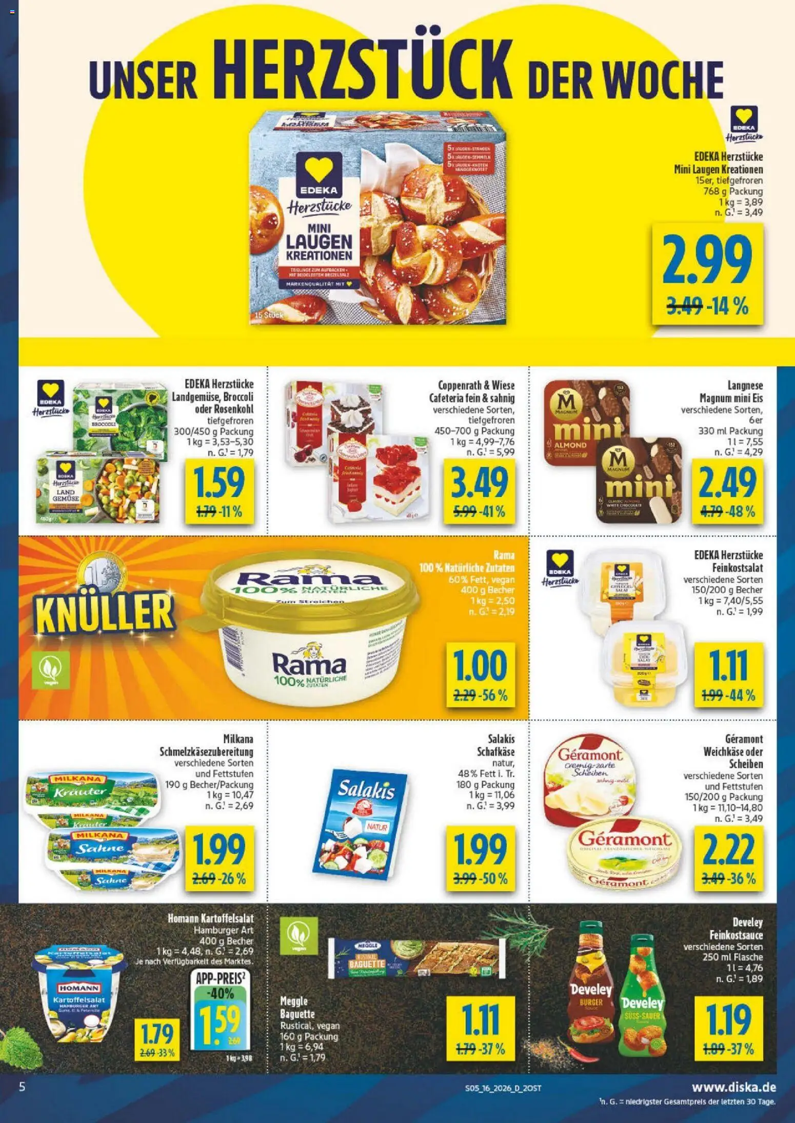 Diska Prospekt 	 – gültig ab 13.04.2026 | Seite: 5 | Produkte: Geramont, Milkana, Gemüse, Salakis